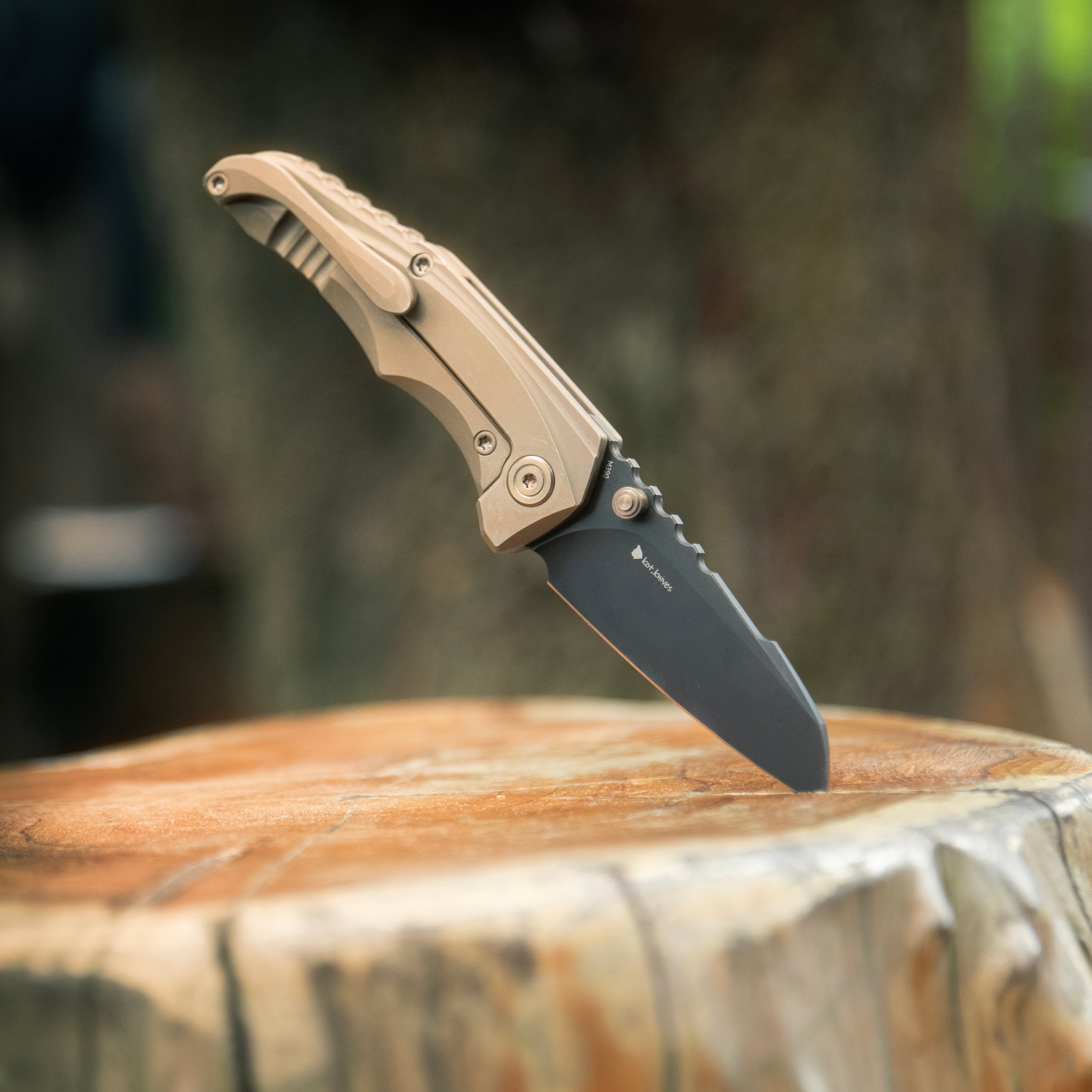 KB Steeltle Folding Knife Blue Titanium Handle 2.36" Stonewash M390 Blade KB390C