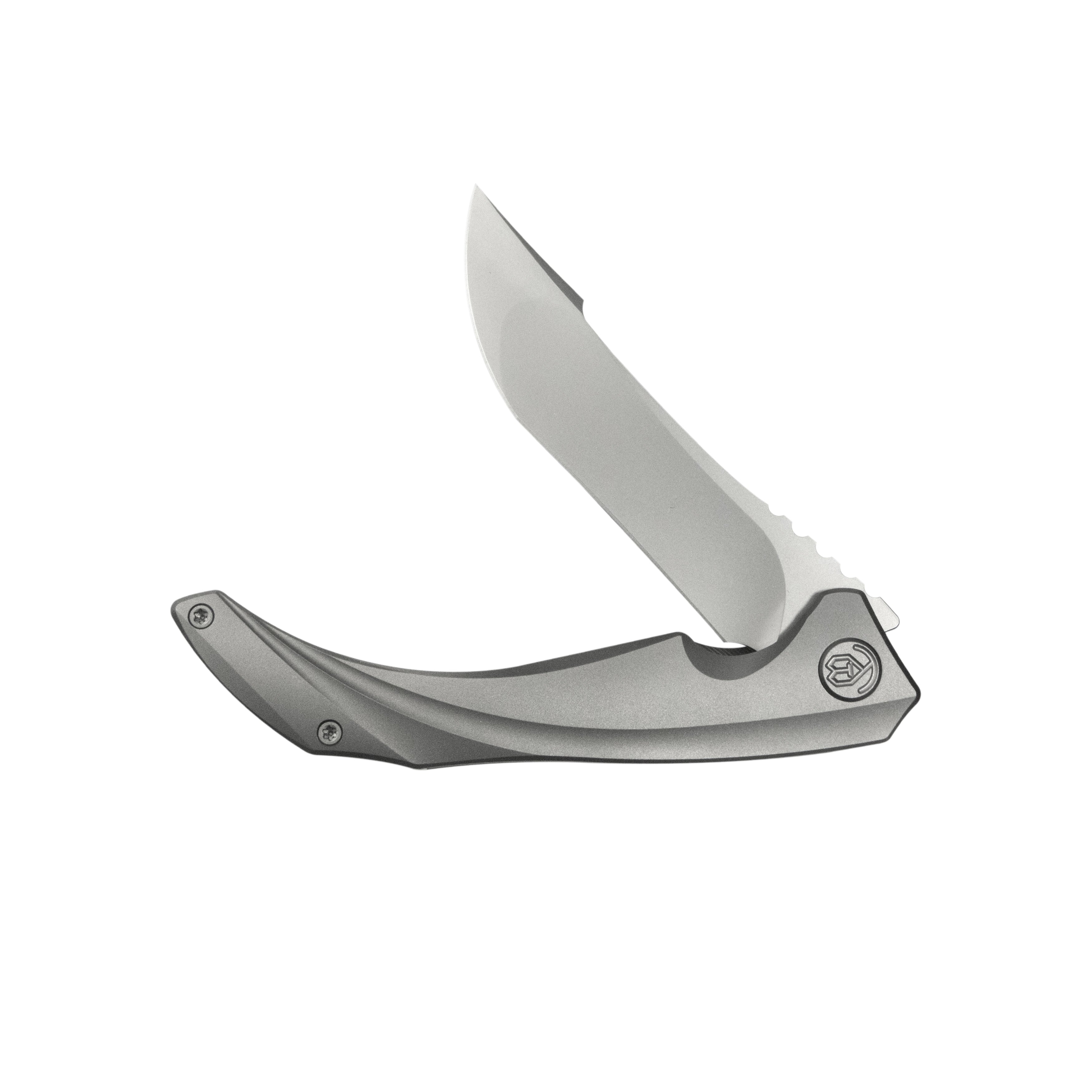 KB Cyrus Folding Knife Grey Titanium Handle 3.46'' Beadblast M390 Blade KB387A