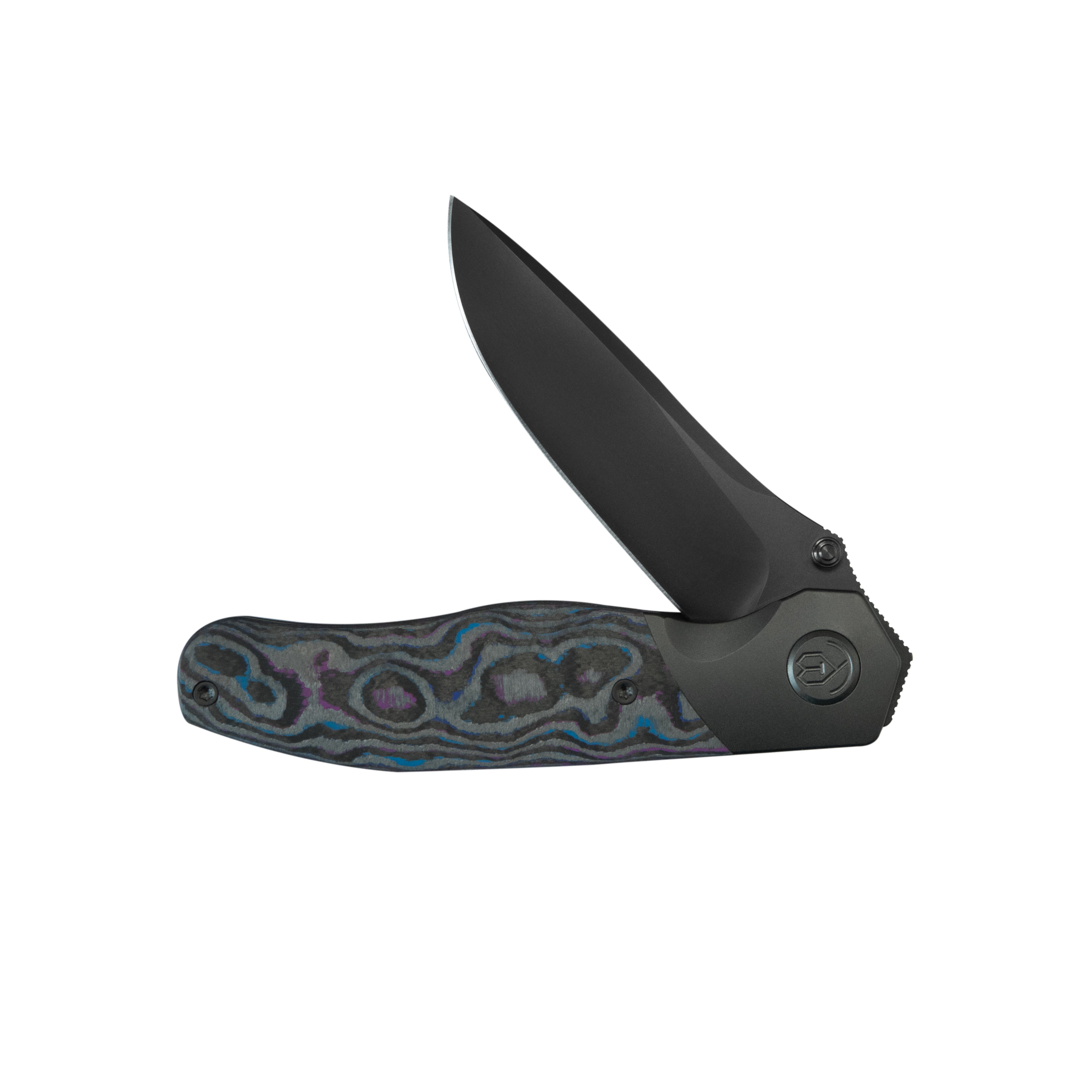 KB Velvet Snake Folding Knife Regular DLC Titanium Bolster & CF inlay Handle 3.35'' Regular DLC M390 Blade KB266D