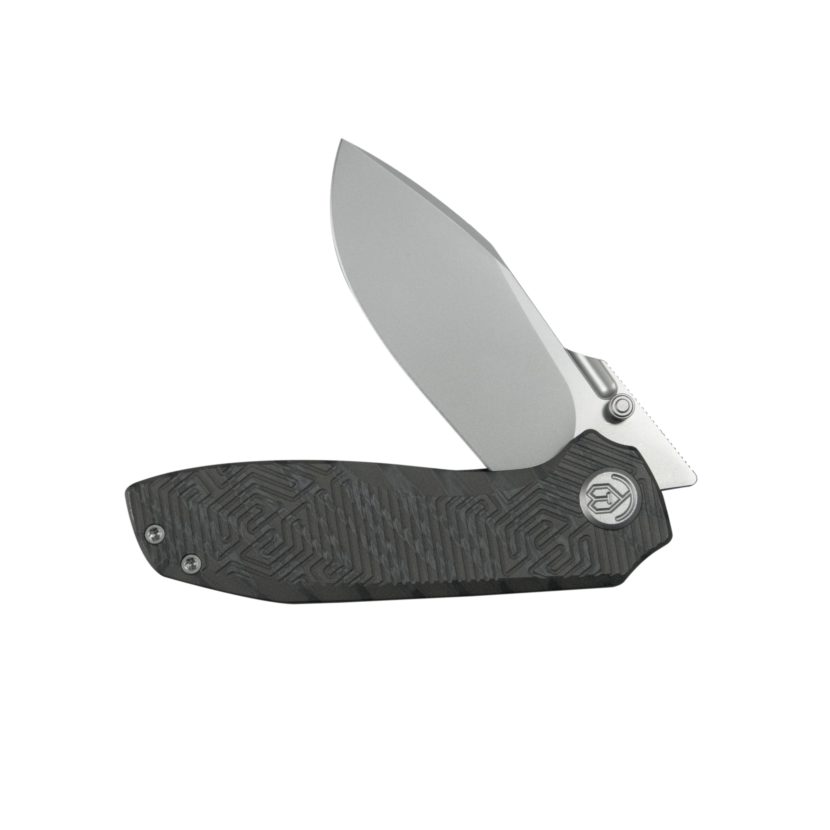 KB Agera Frame Lock Pocket Folding Knife Flame Titanium w/ Maze Pattern Milling Handle 3.03'' Beadblast M390 Blade KB437B