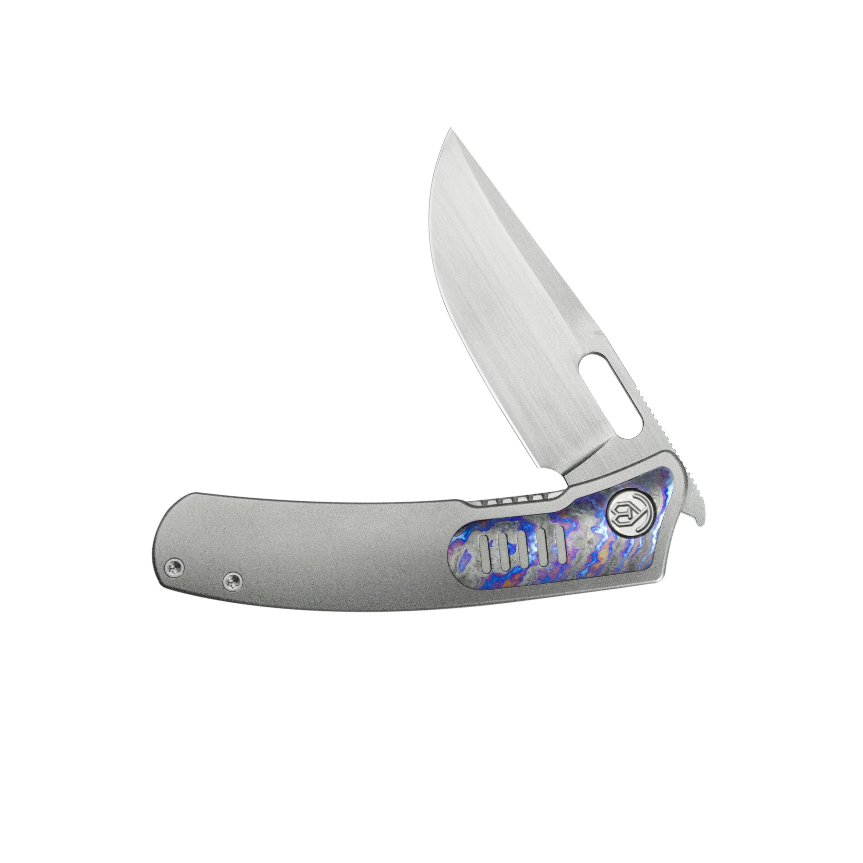 KB Common Thread Folding Knife Sand Blasting Titanium/Zircuti Inlays Handle 3.35'' Silver Bead Blasting M390 Blade KB377D