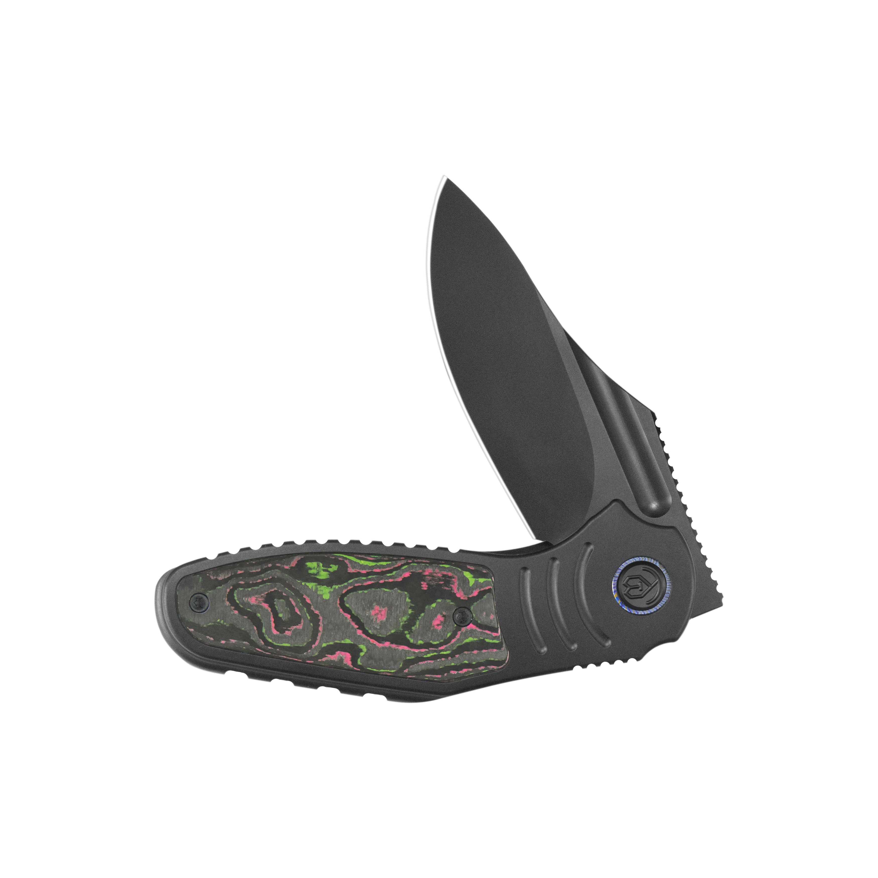 KB Stroller Folding Knife Regular DLC Titanium/CF Inlays Handle 3.35" Regular DLC CPM 20CV Blade KB384D