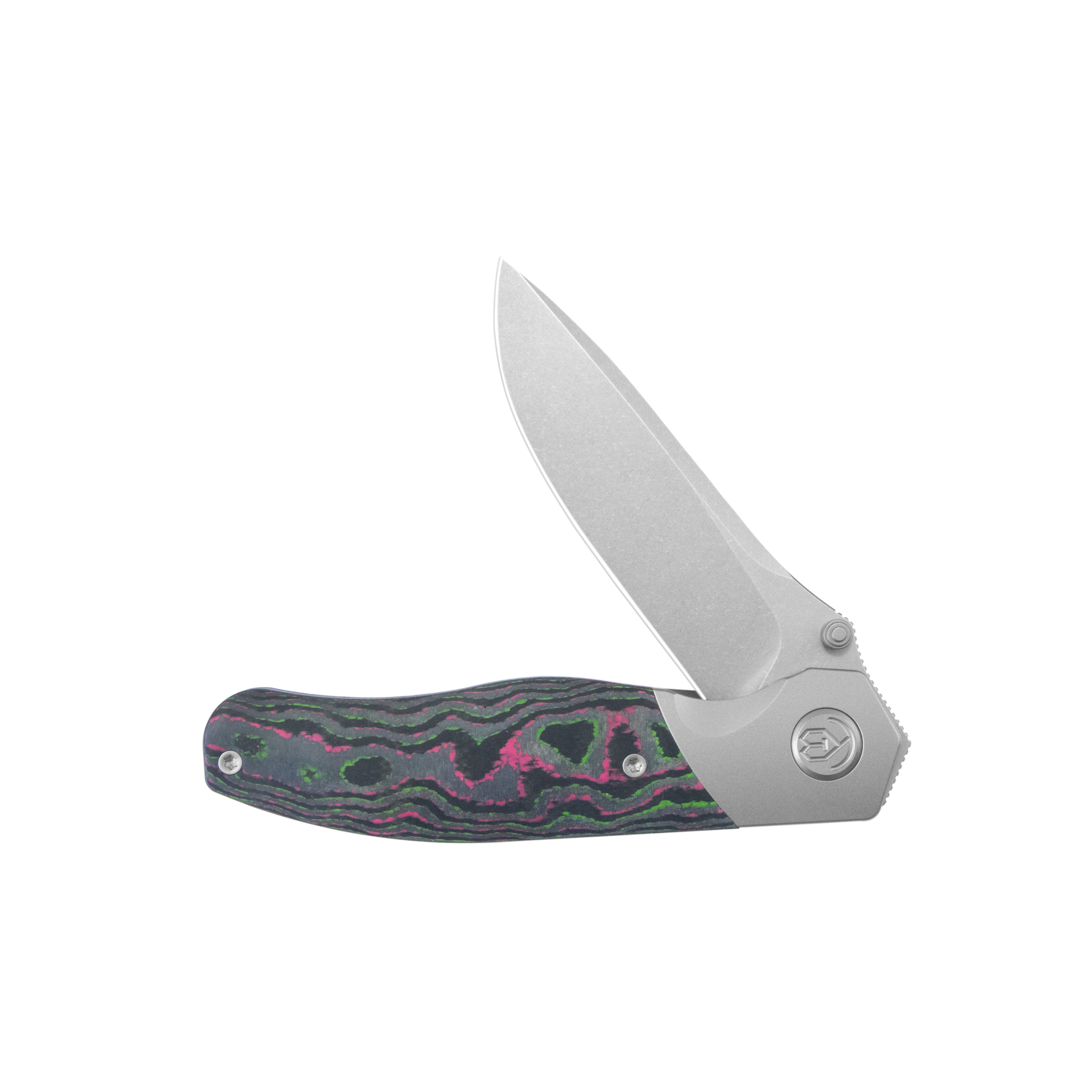 KB Velvet Snake Folding Knife Stonewash Titanium Bolster & CF inlay Handle 3.35'' Stonewash M390 Blade KB266A