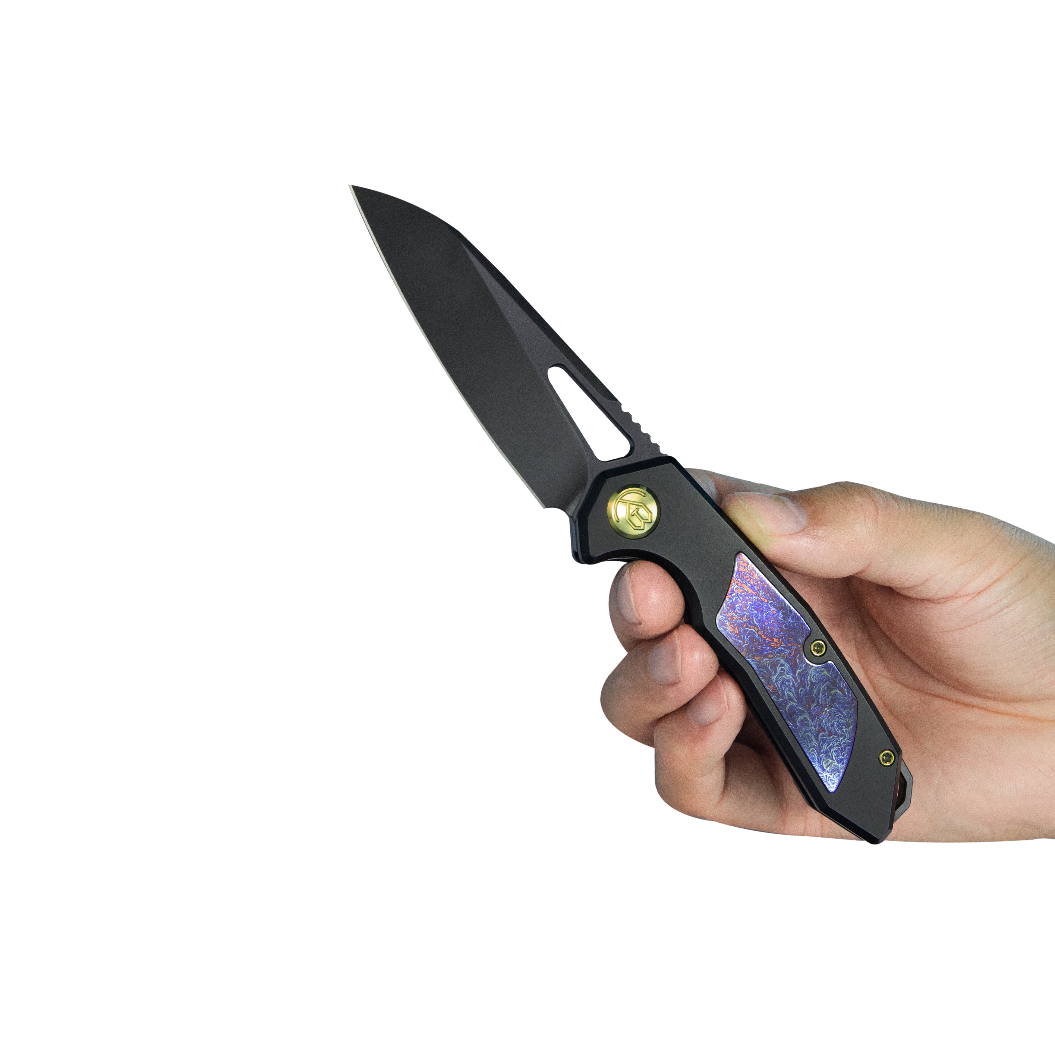 KB Vagrant Folding Knife Black Titanium Handle 3.15" Regular DLC S35VN Blade KB284I