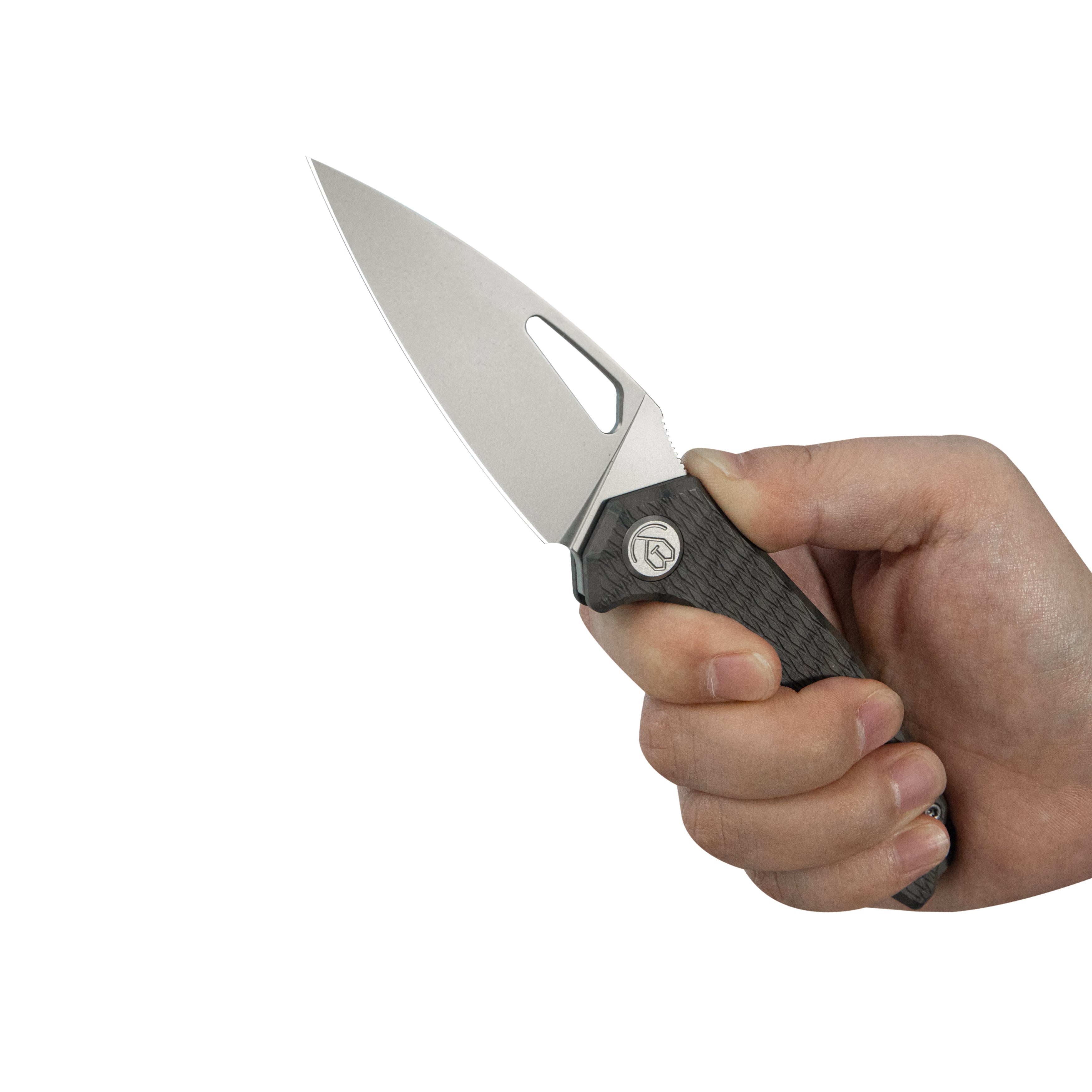 KB Coeus Outdoor Folding Knife Flame Titanium Handle 3.11" Sandblast M390 Blade KB286D