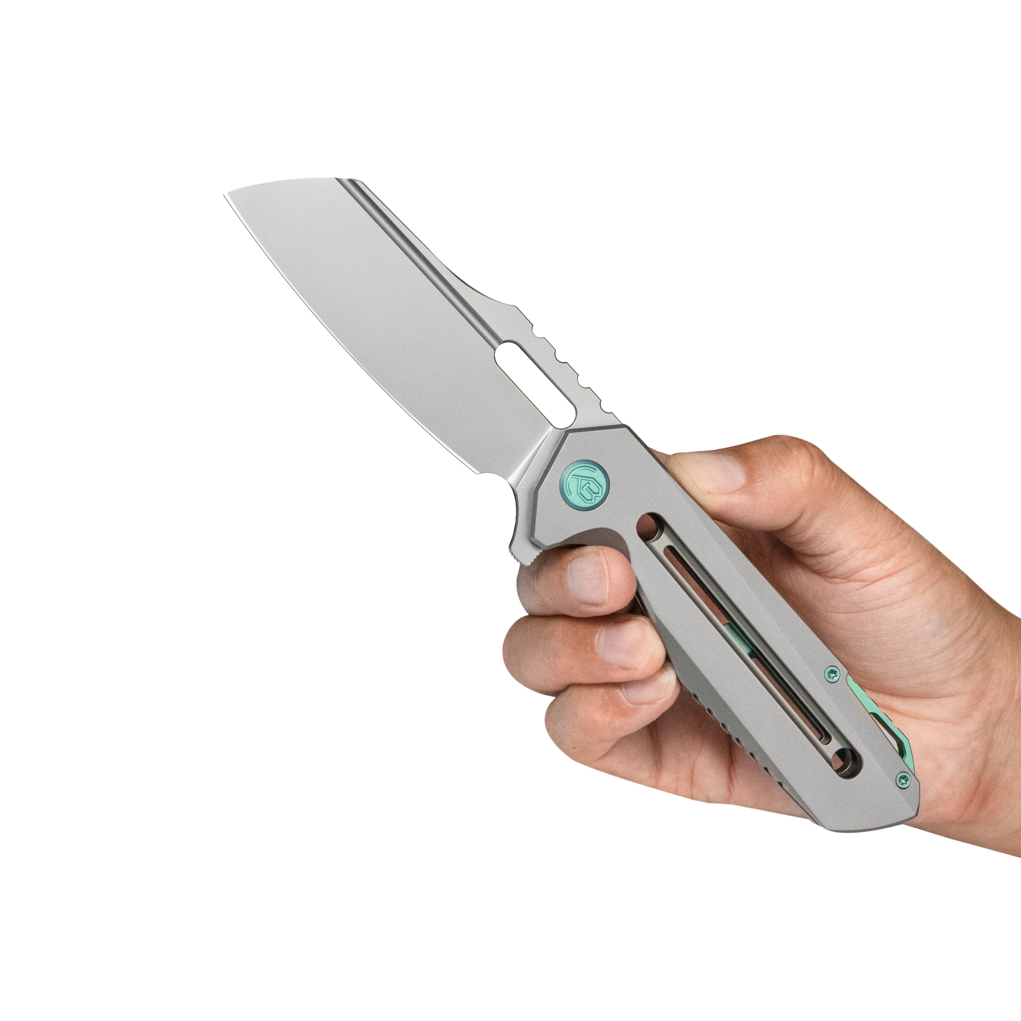 KB Atlas Folding Knife Gray Titanium Handle 3.74" Beadblast M390 Blade KB290E