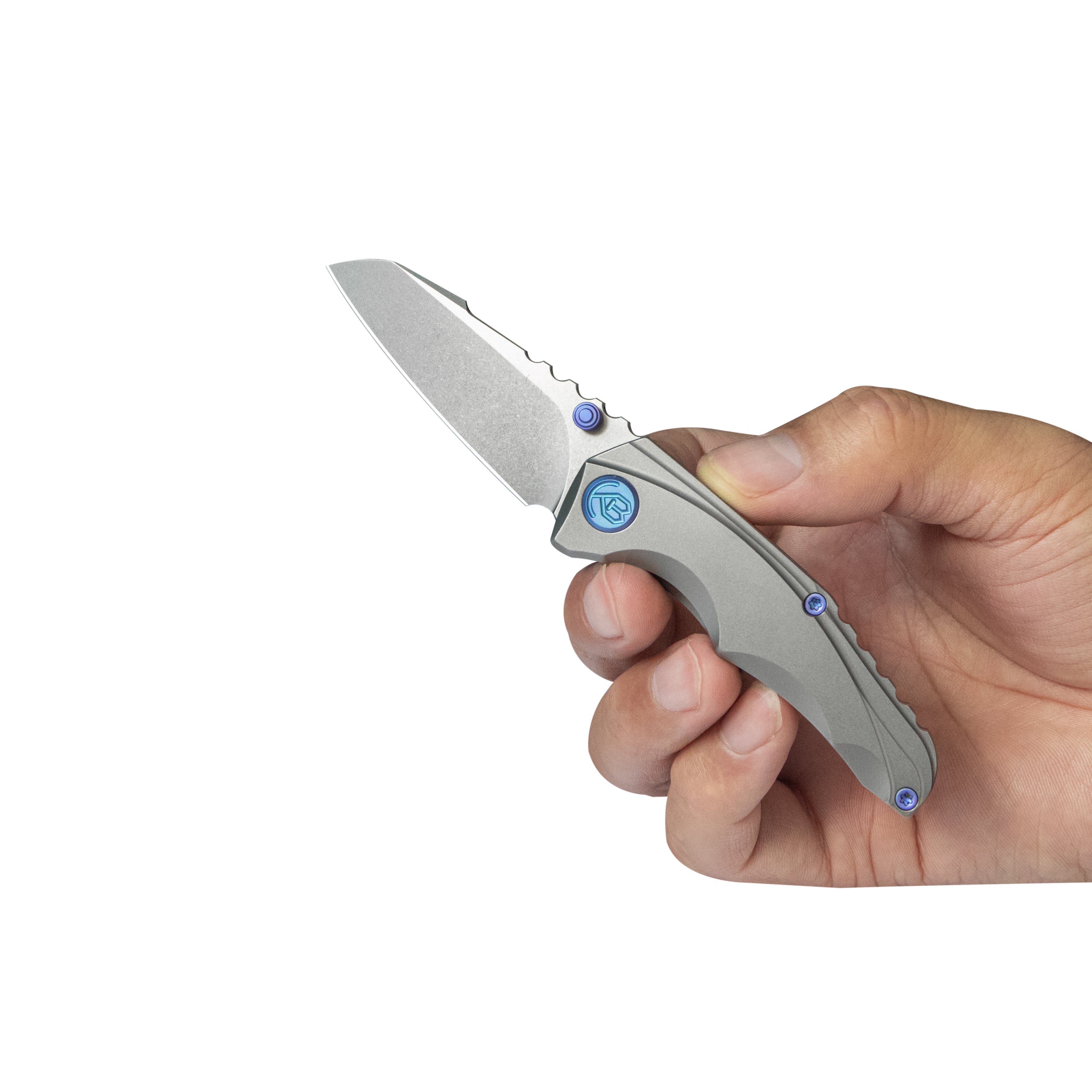 KB Steeltle Folding Knife Gray Titanium Handle 2.36" Stonewash M390 Blade KB390A