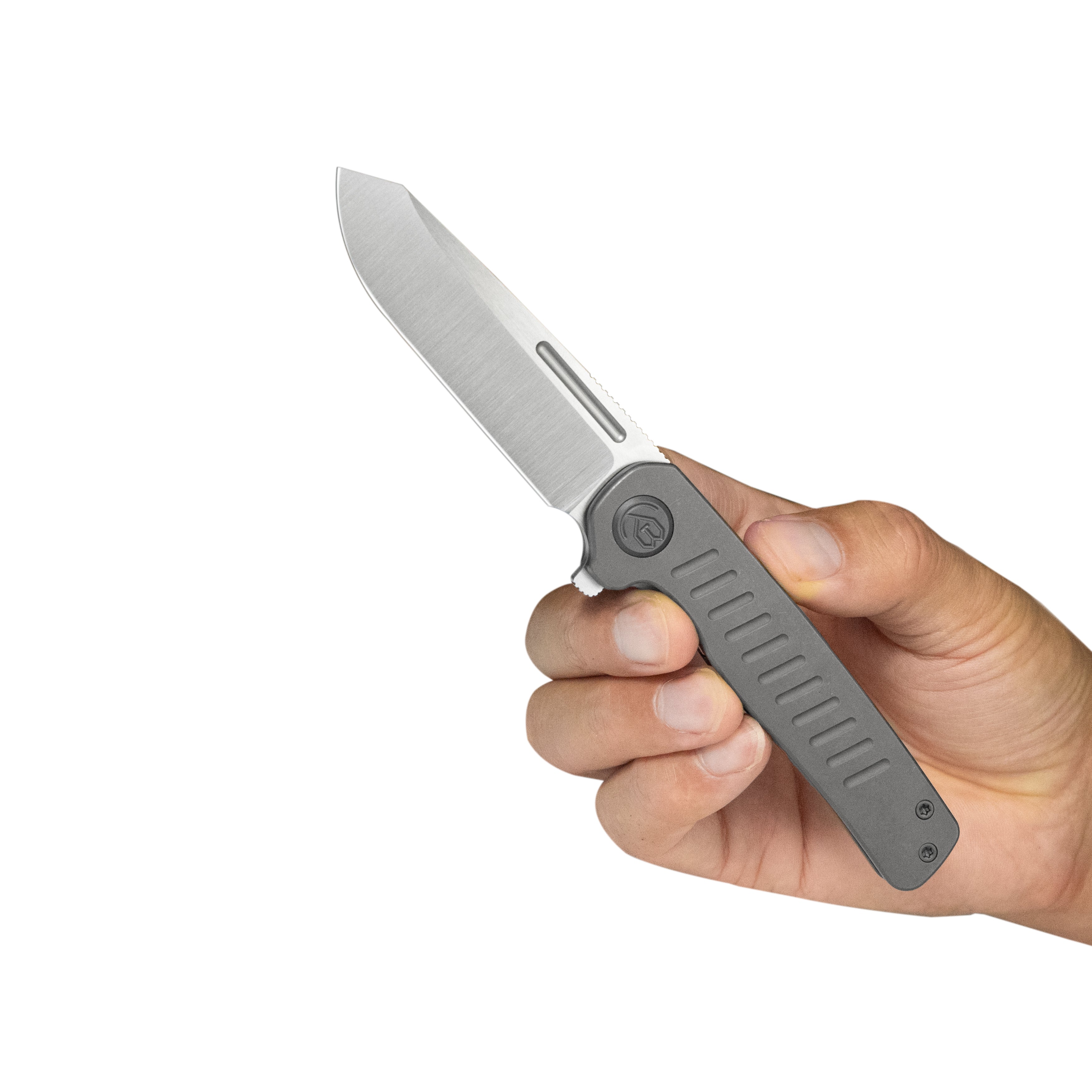 KB Steelhead Folding Knife Darkwash Titanium Handle 3.15" Belt Satin M390 Blade KB315B