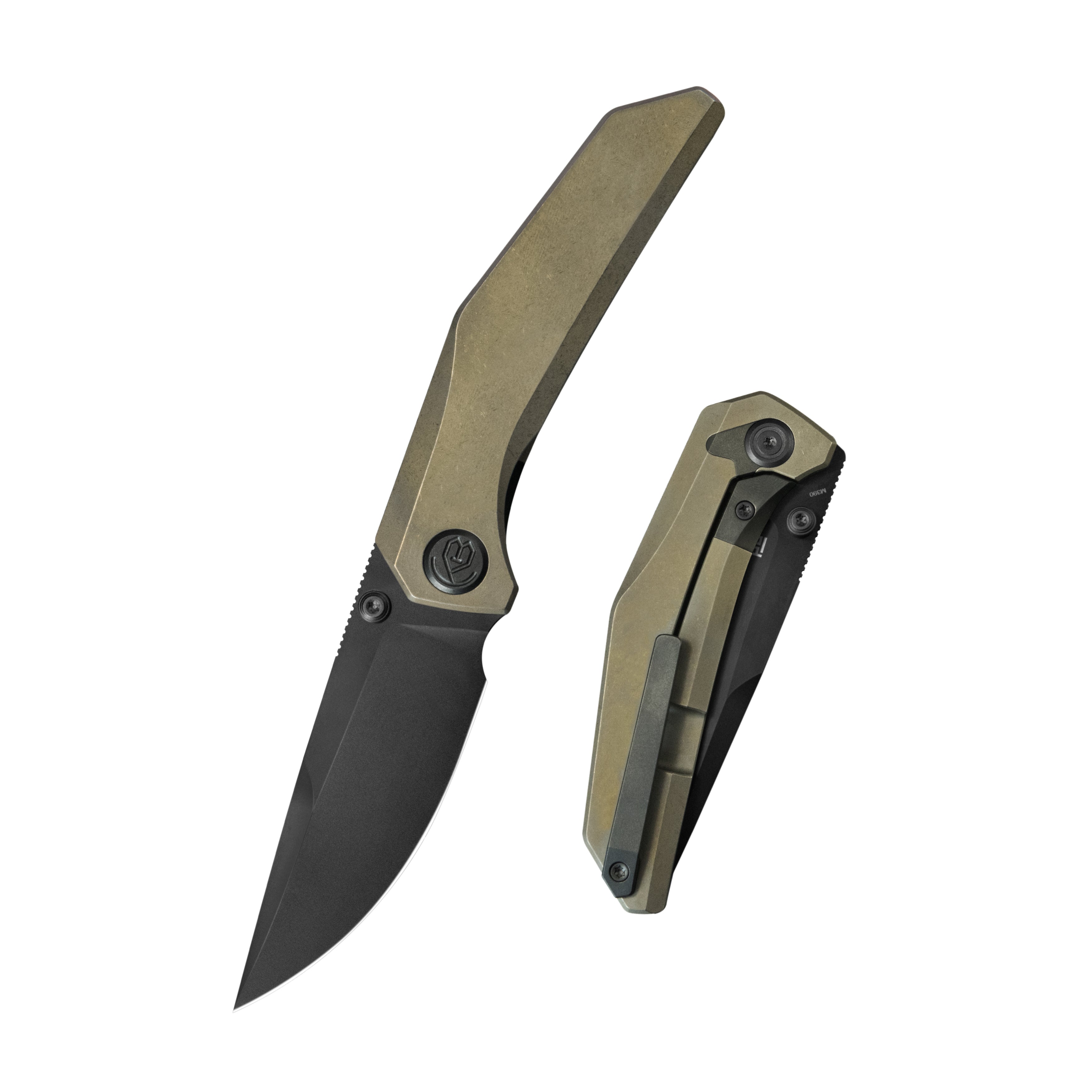 KB Eclipse Folding Knife Bronze Integral Titanium Handle 3.31'' Regular DLC M390 Blade KB417B