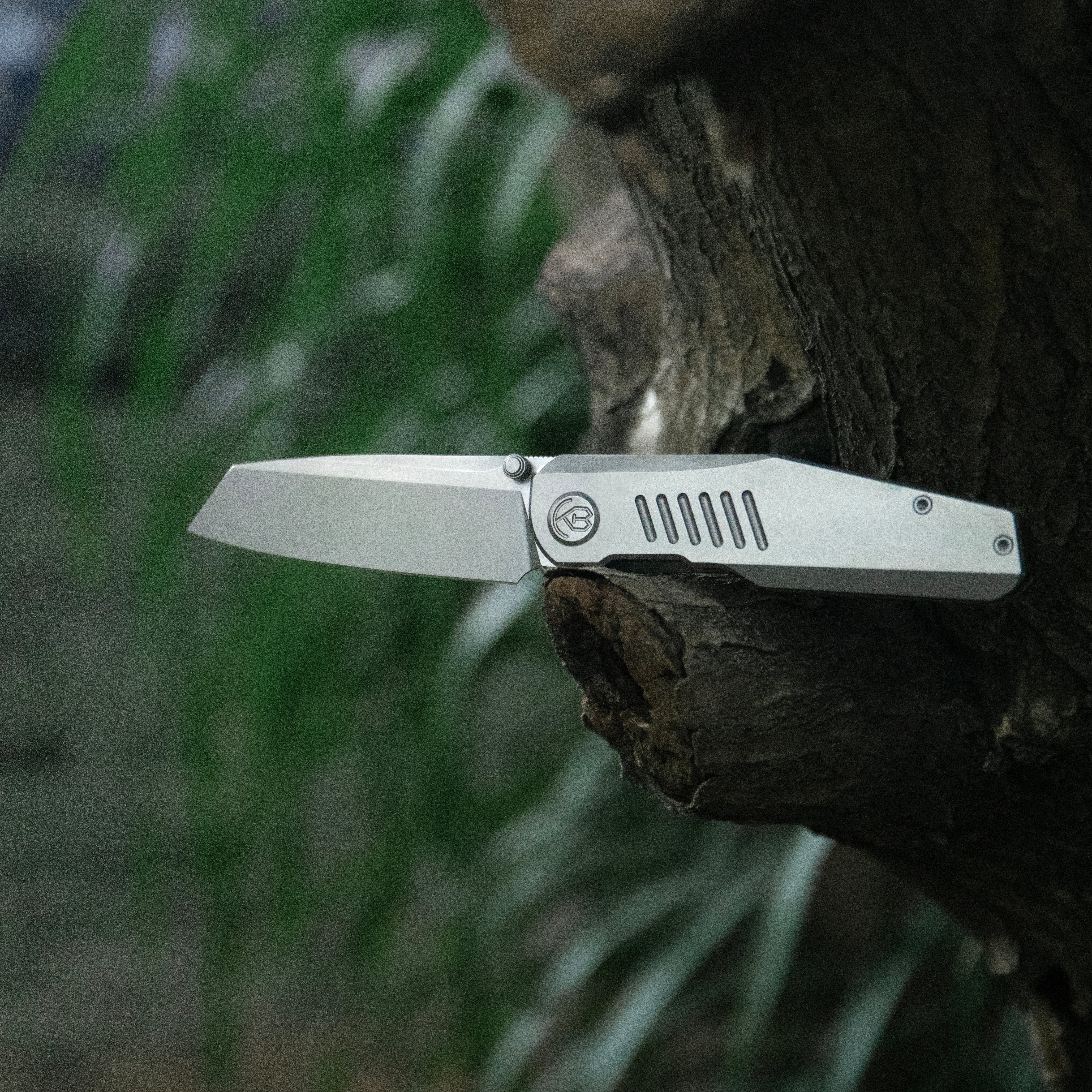 KB Protocol Folding Knife Flame Titanium Handle 3.35'' Sandblast M390 Blade KB419B