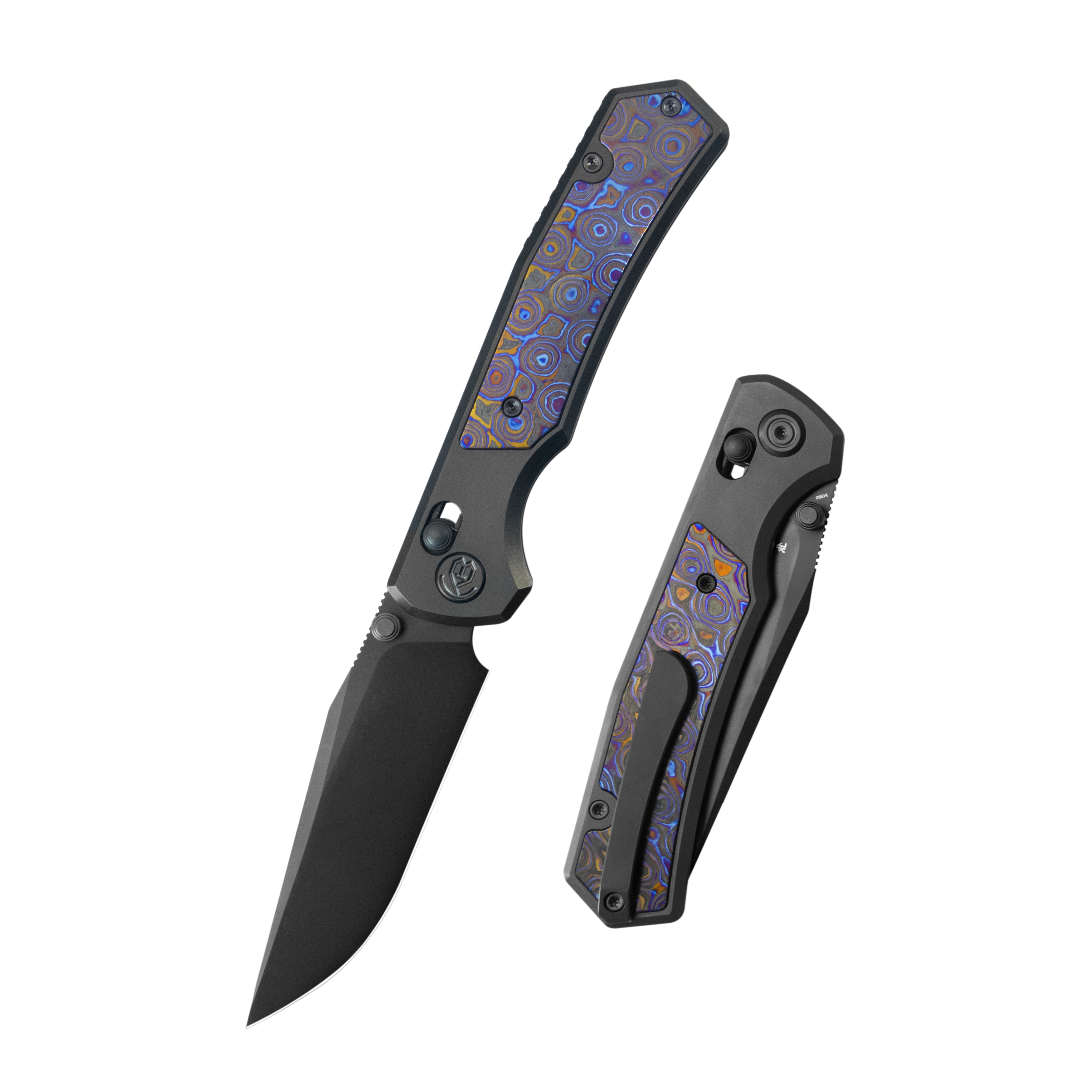 KB Lynx Crossbar Locking Folding Knife DLC Titanium Handle with Zircut