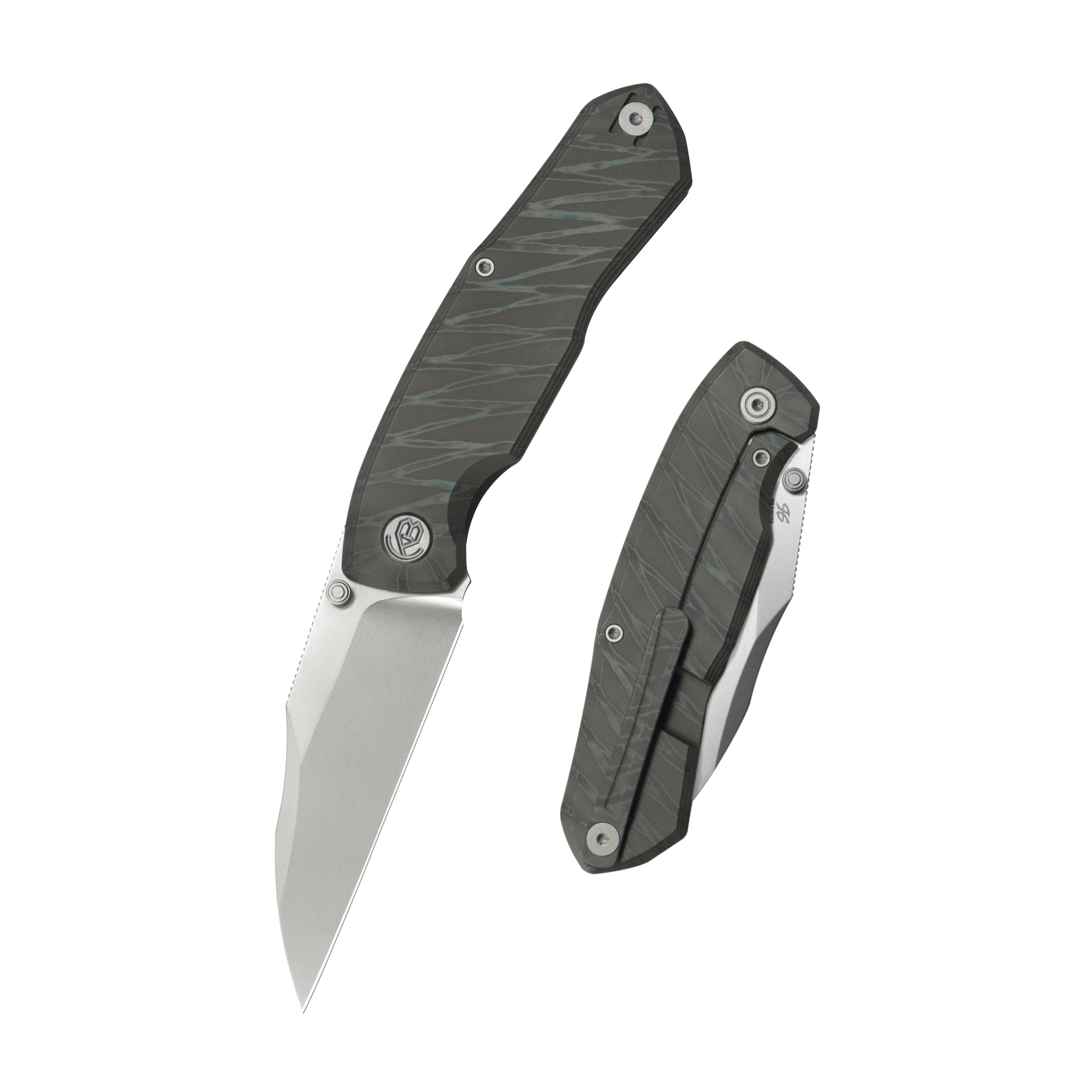 KB Mantra Folding Knife Flame Ano Titanium Handle 3.27'' Silver Bead B