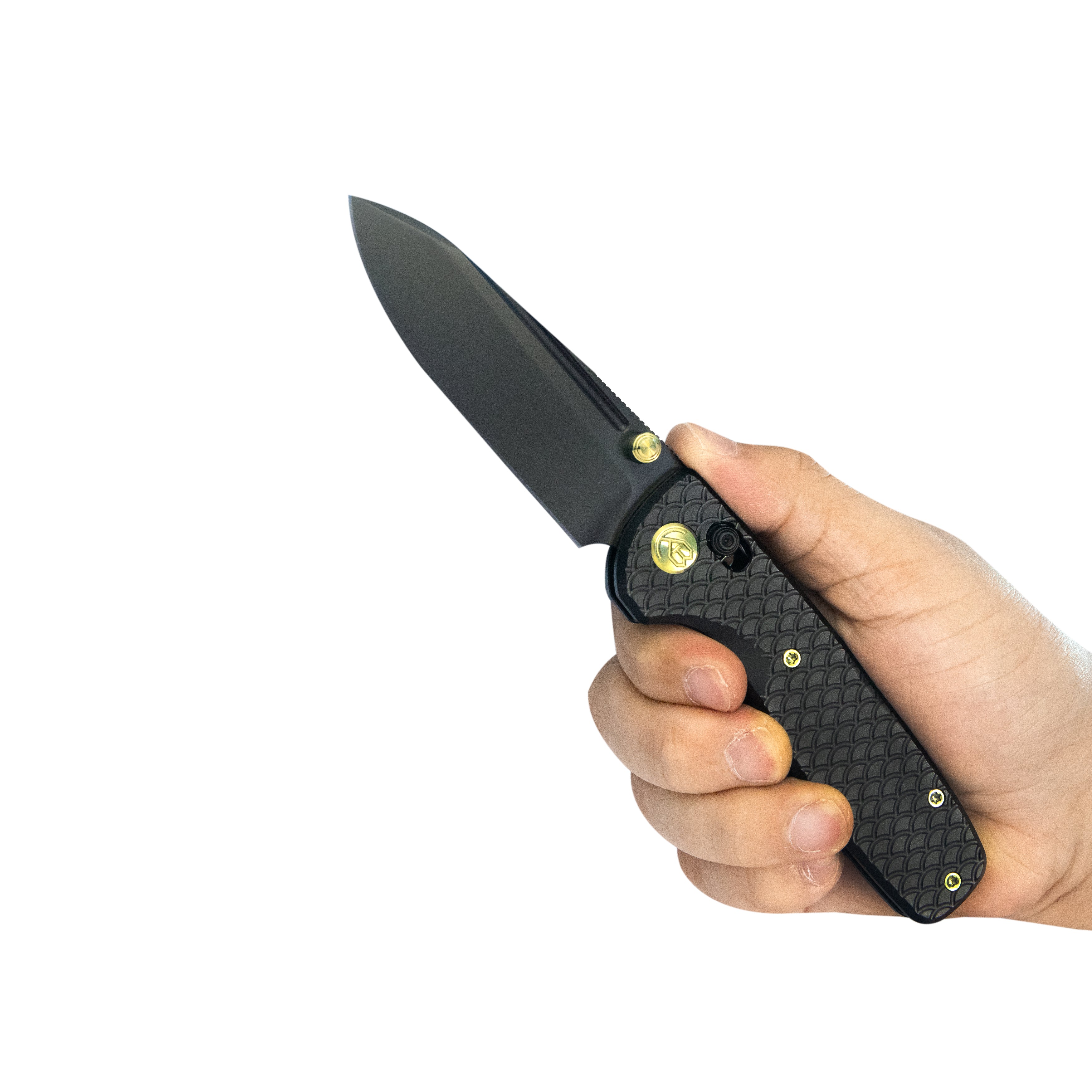 KB Bluff Folding Knife Black Titanium Handle 3.19" Regular DLC S35VN Blade KB383B