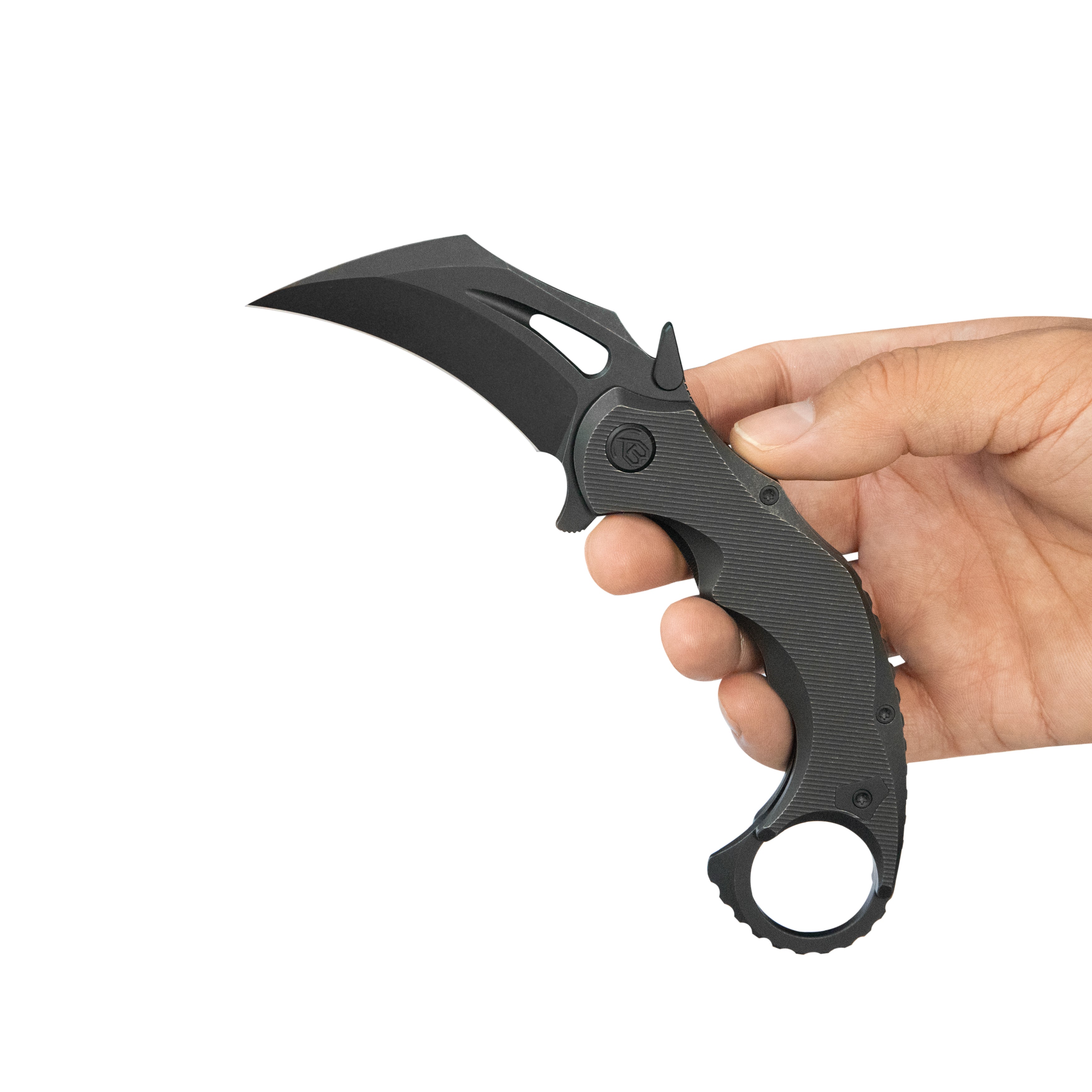 KB Wrath Frame Lock Karambit Ti Handle w/ Diagonal Milling 2.52'' Blackwash M390 KB271C