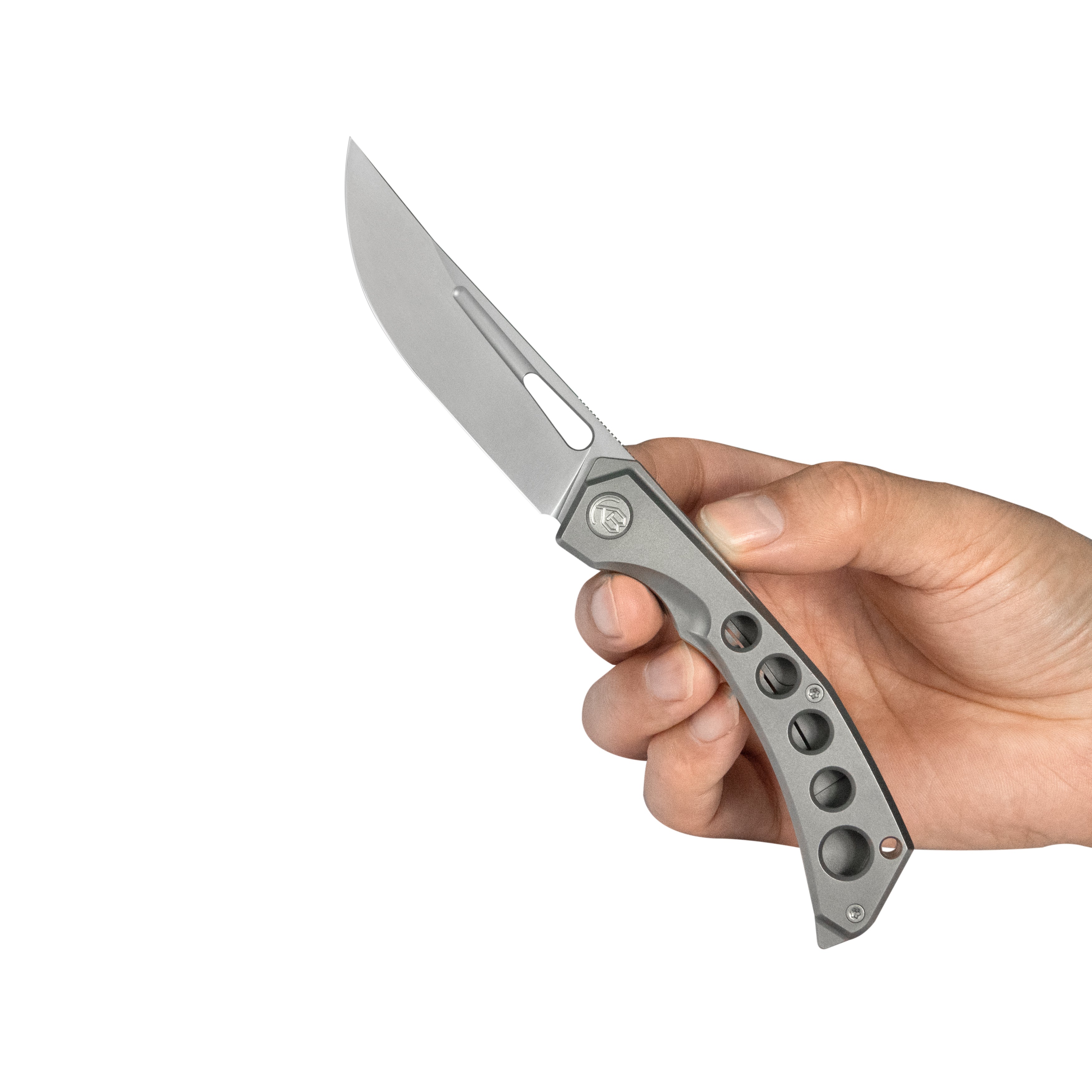 KB Ishtar Frame Lock Pocket Folding Knife Gray Ti Hanlde 3.54'' Sandblast M390 KB170A