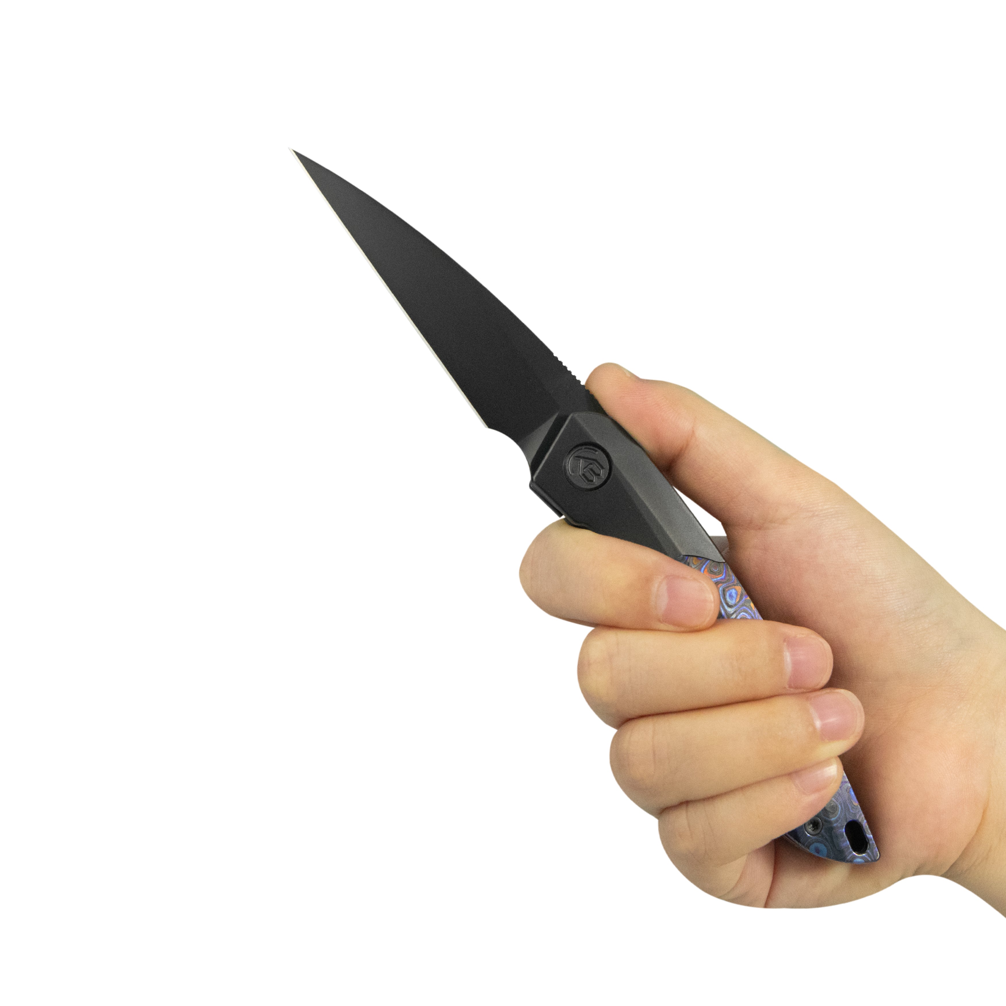 KB Spike Folding Knife Regular DLC Titanium with Zircuti Inlay 3.11'' Regular DLC M390 Blade KB406C