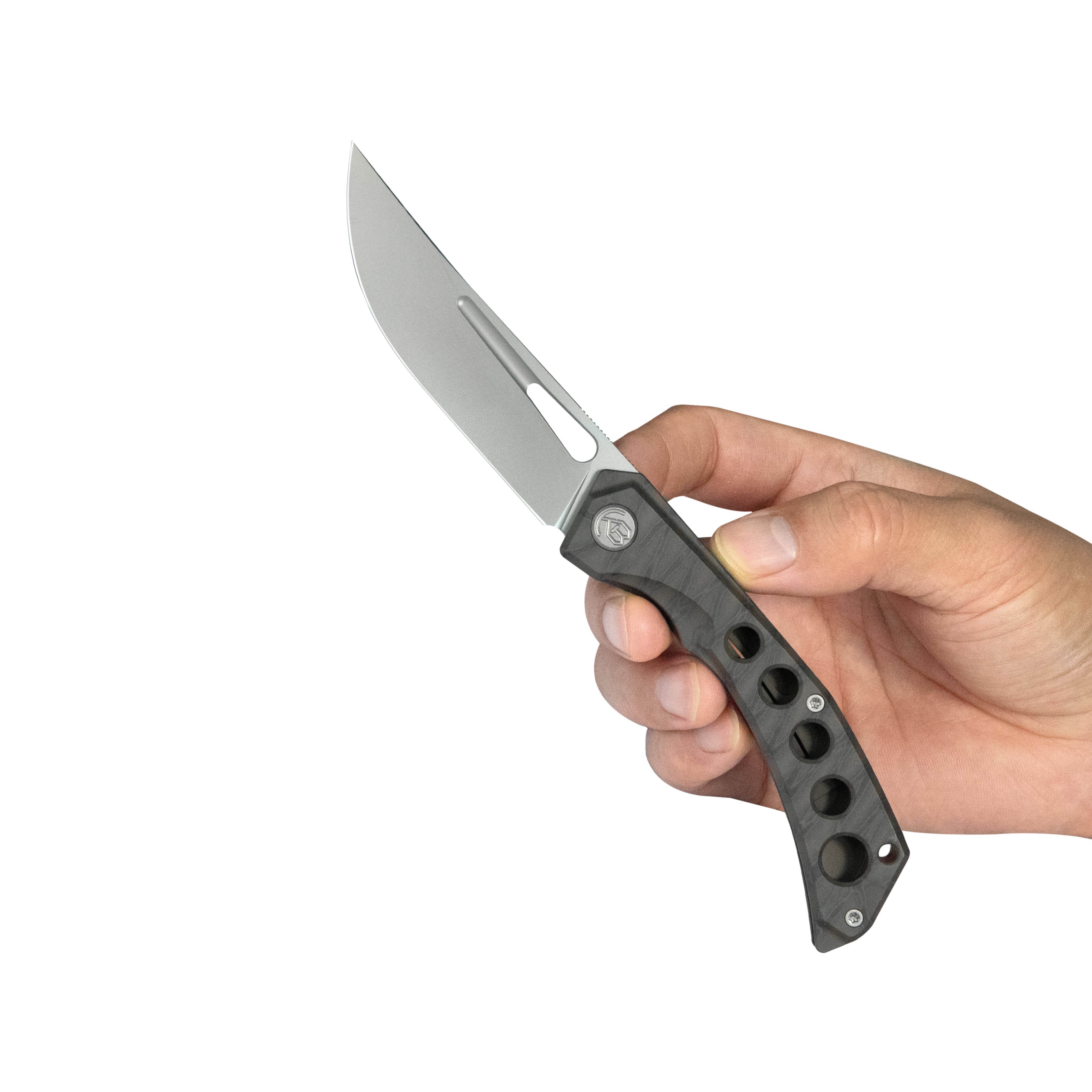 KB Ishtar Frame Lock Pocket Folding Knife Flame Ti Hanlde 3.54'' Sandblast M390 KB170B