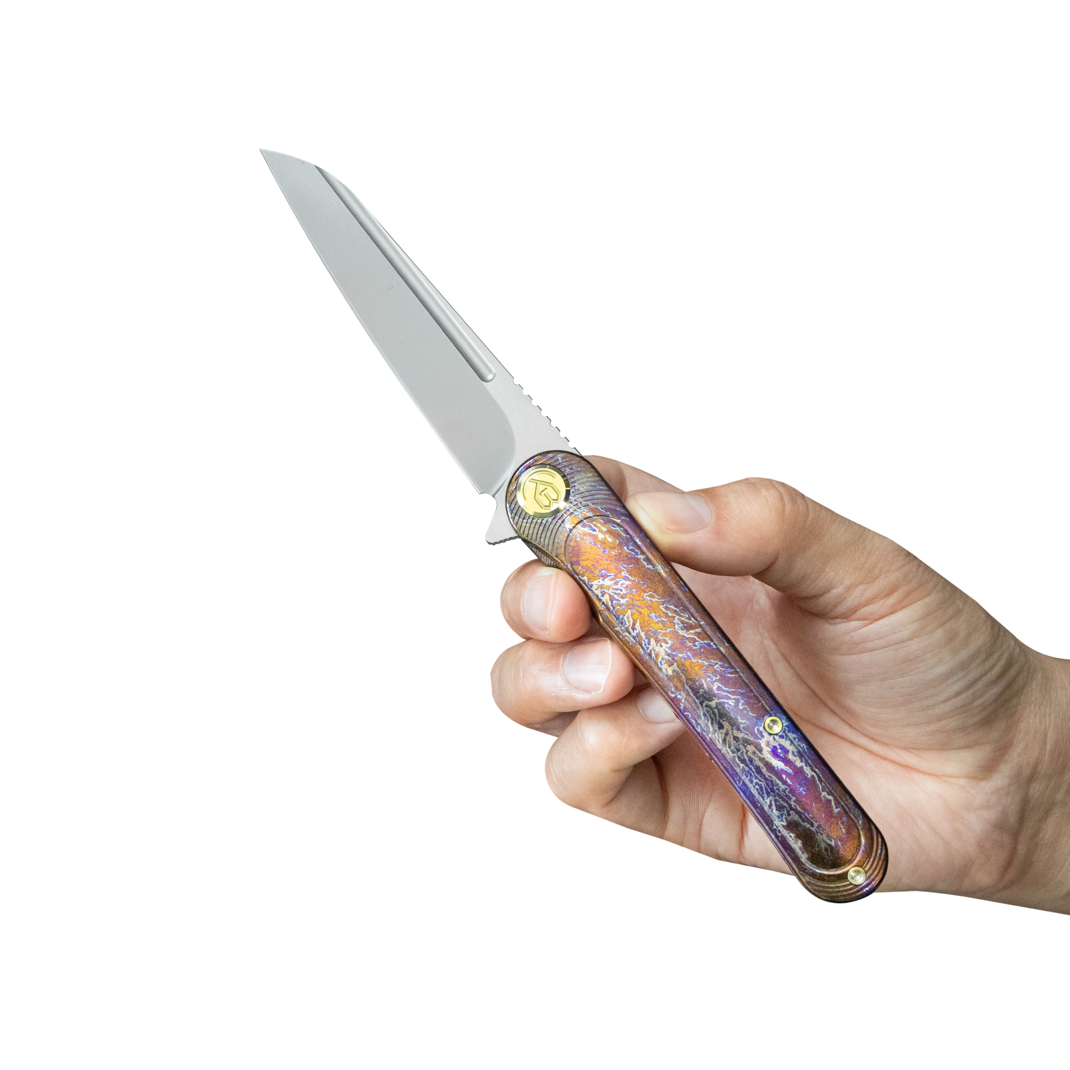 KB Dandy Frame Lock Gentlemans Pocket Folding Knife Flame Ti Handle 3.94" Sandblast S90V KB247H