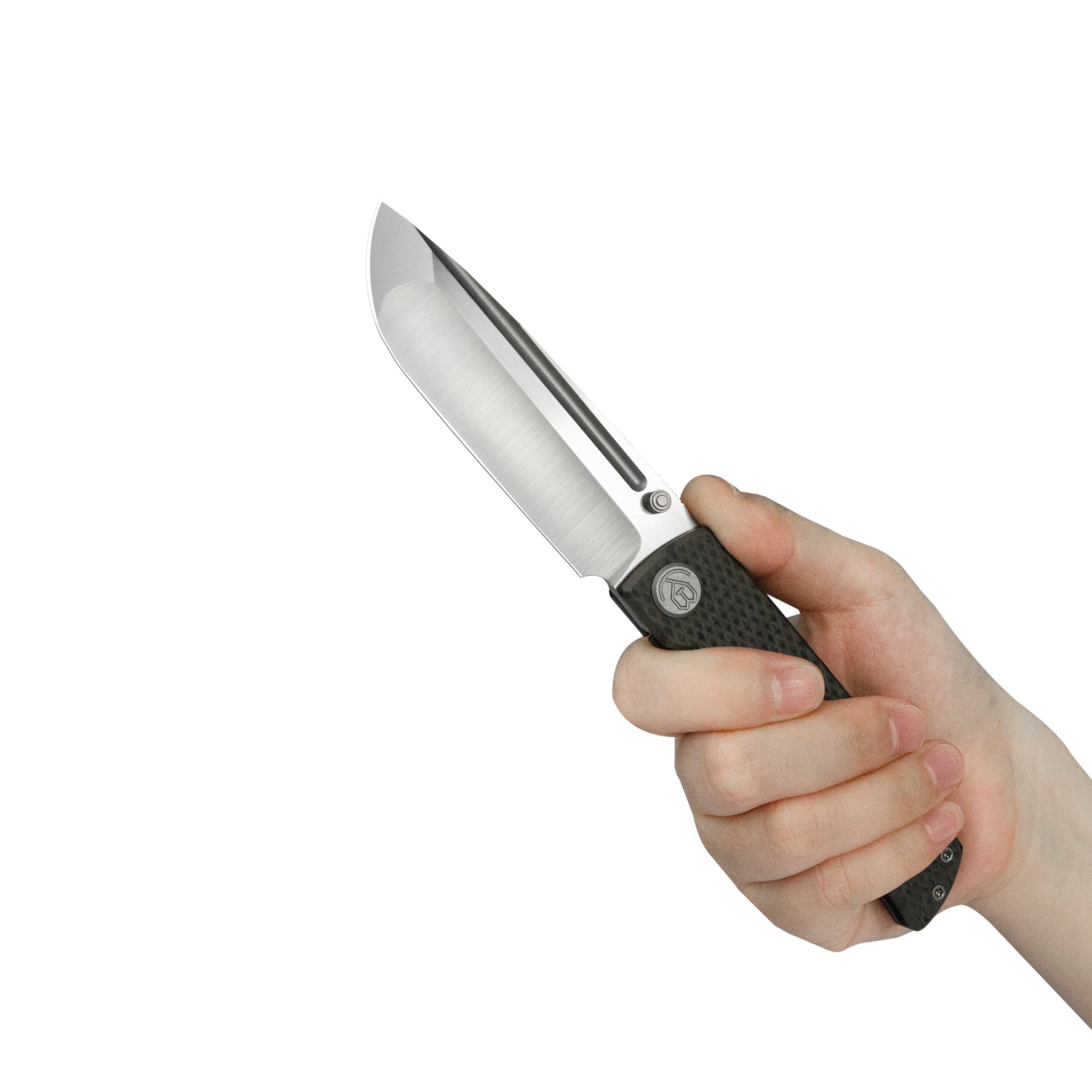 KB Mosquito Folding Knife Flame Titanium with Diamond Milling 3.46'' Belt Satin M390 Blade KB409B