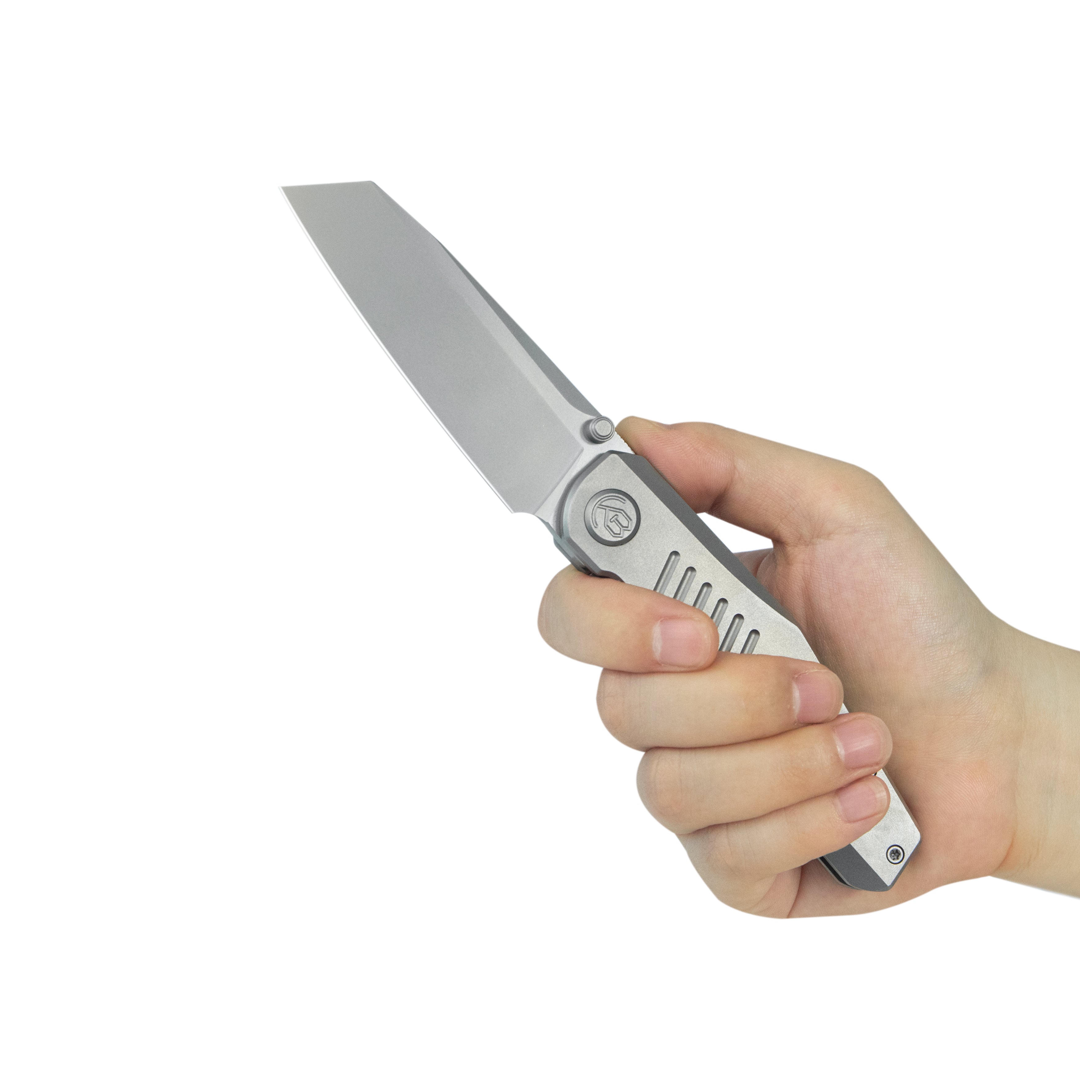 KB Protocol Folding Knife Gray Titanium Handle 3.35'' Sandblast M390 Blade KB419A