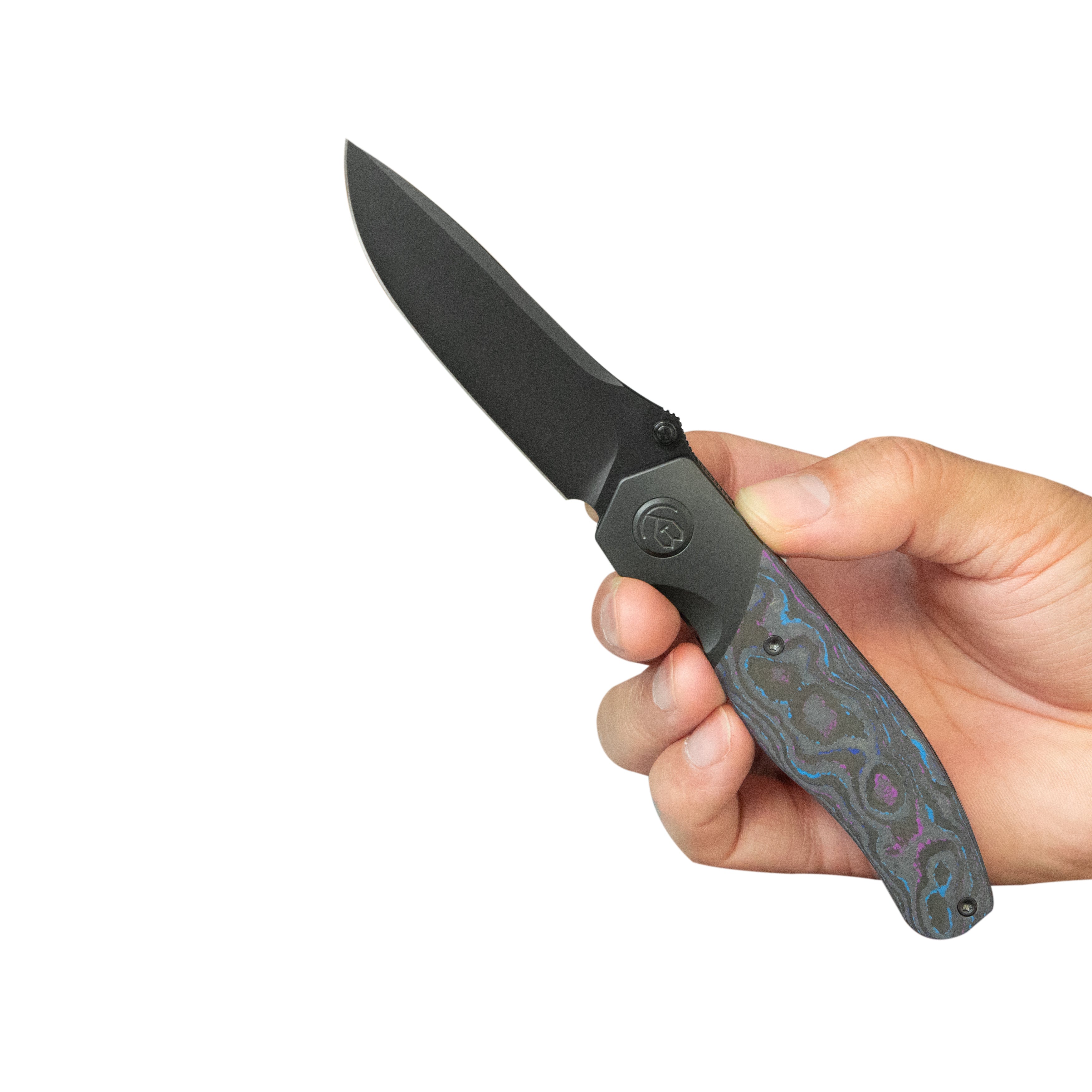 KB Velvet Snake Folding Knife Regular DLC Titanium Bolster & CF inlay Handle 3.35'' Regular DLC M390 Blade KB266D