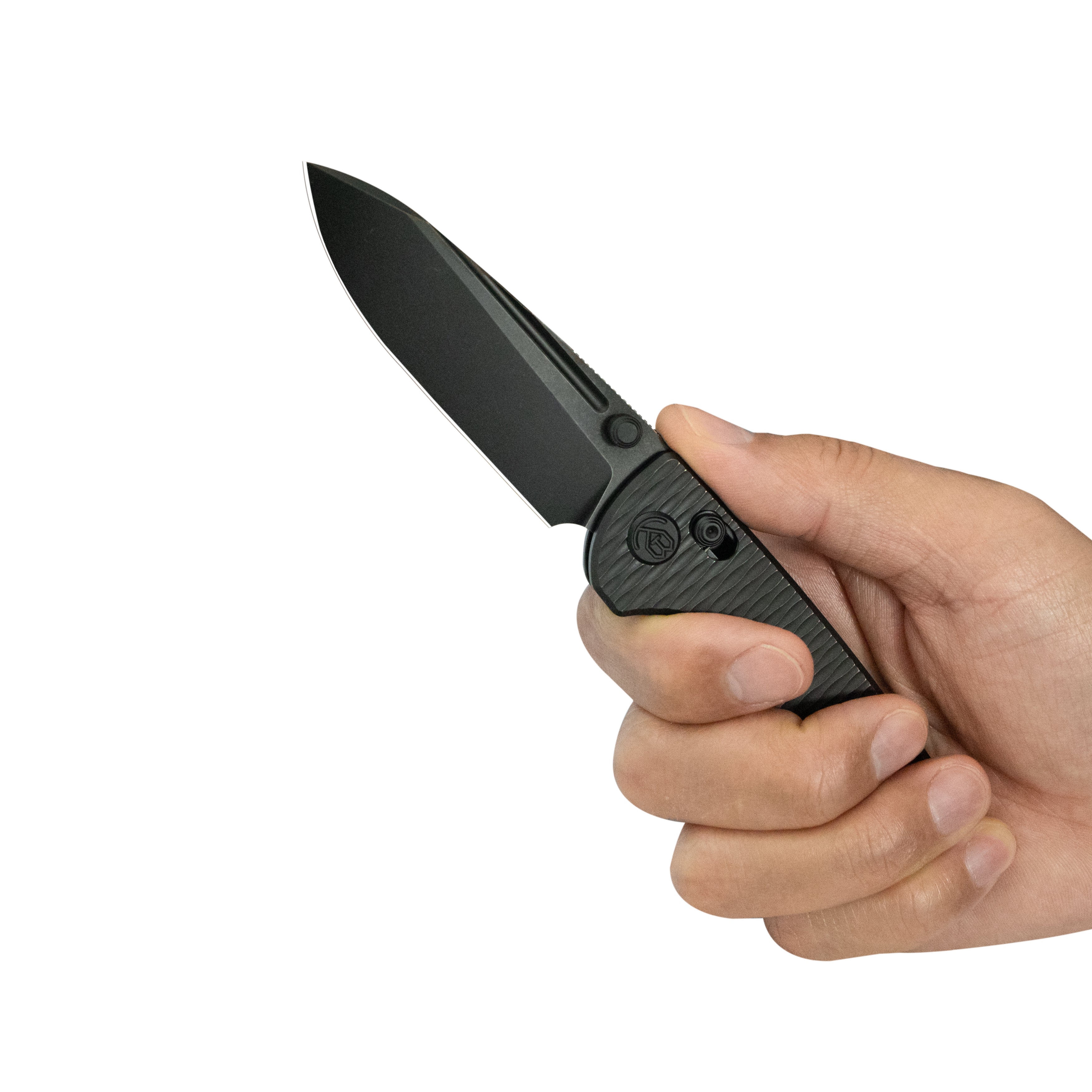 KB Bluff Crossbar Folding Knife Blackwash Titanium Handle 3.19" Blackwash M390 Blade KB383H