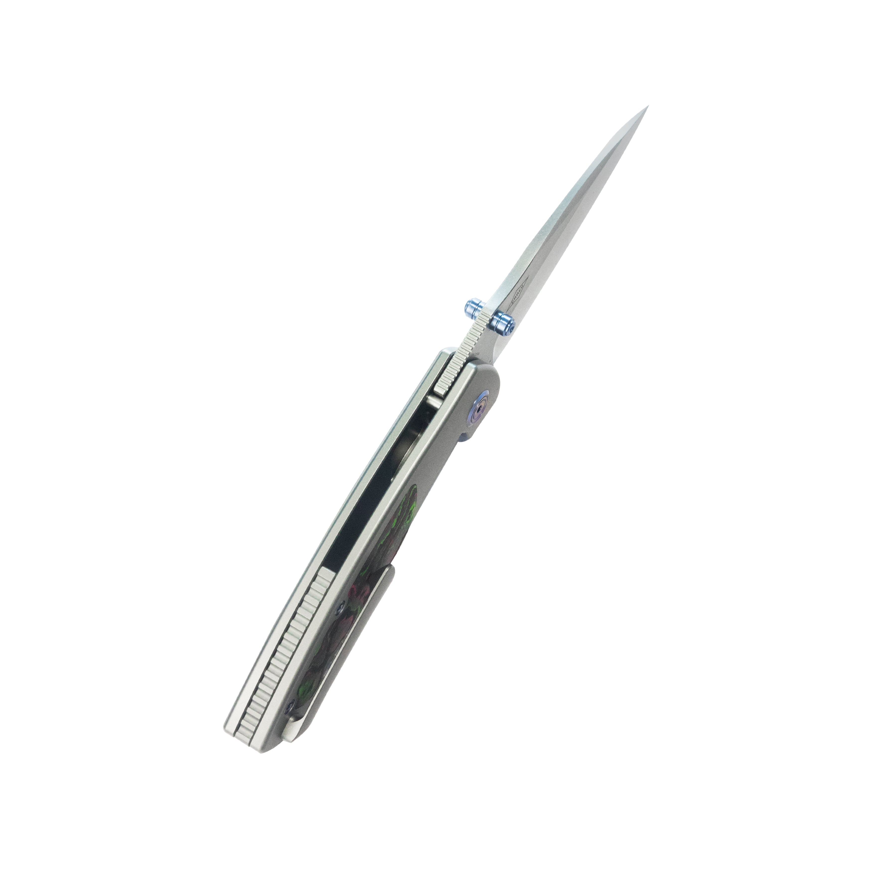 KB Vertigo Folding Knife Gray Titanium/CF Inlays Handle 3.11" Stonewash S35VN Blade KB258B