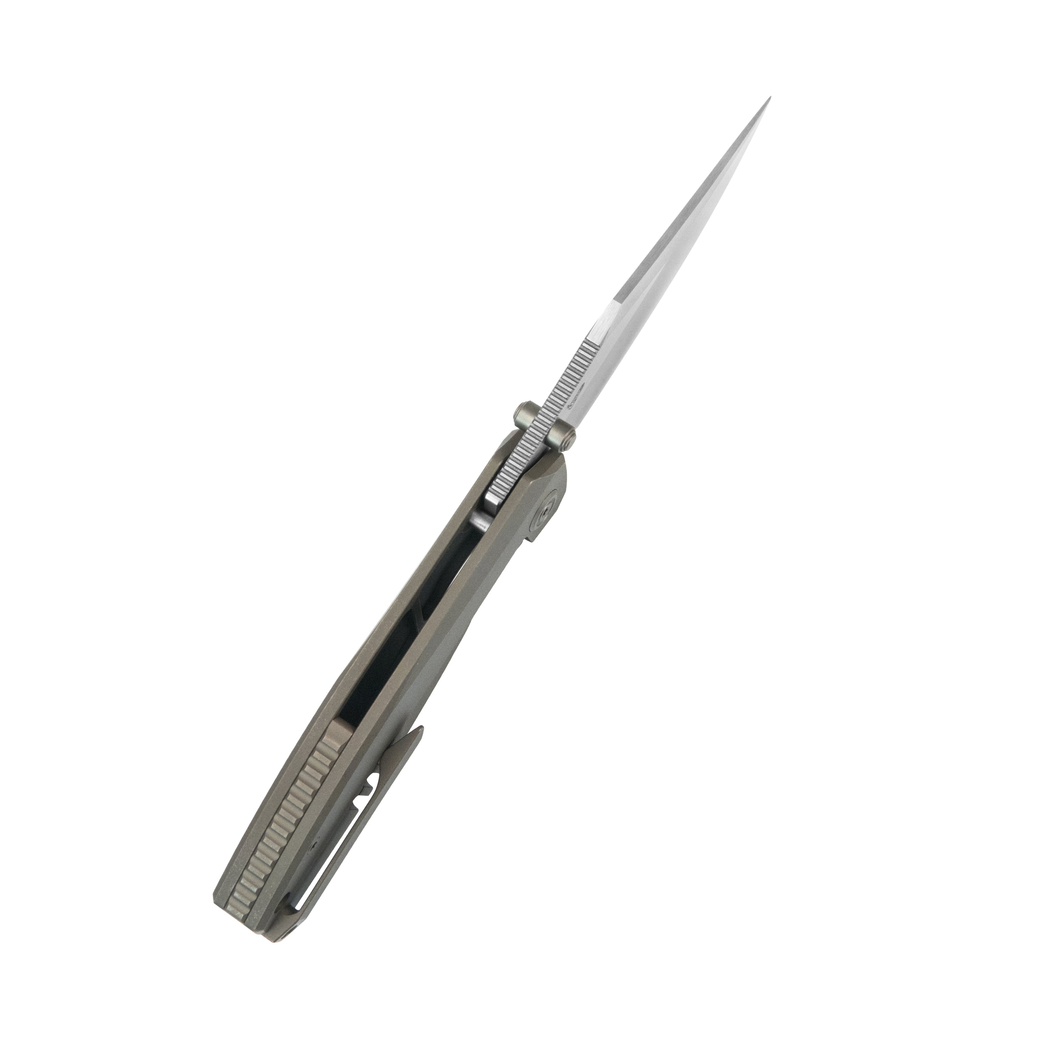 KB Classico Frame Locking Folding Knife Bronze Titanium Handle 3.38" Belt Satin M390 Blade KB478C