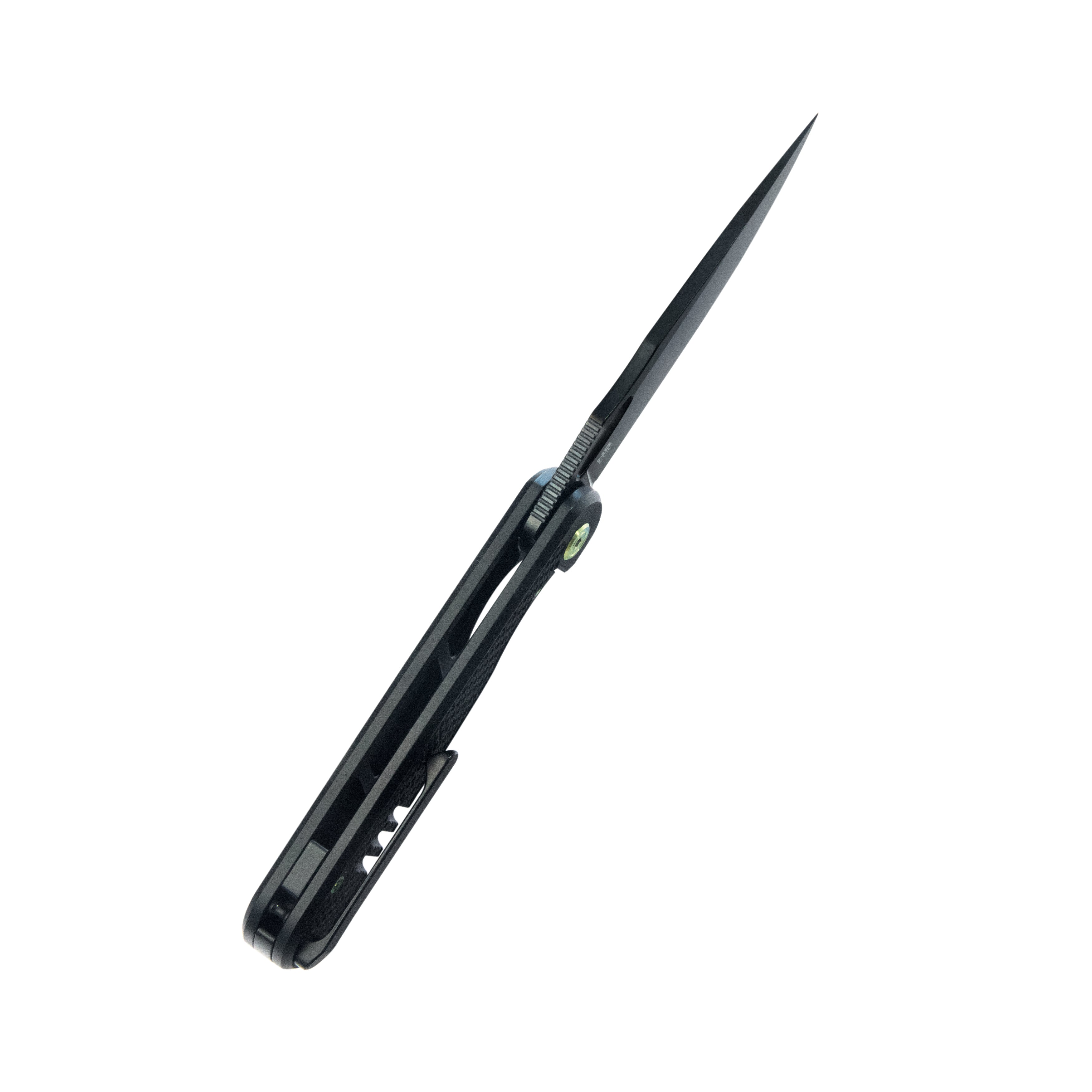 KB Hydro Folding Knife Black Titanium w/ Diamond Milling Handle 3.15" Regular DLC M390 Blade KB323B