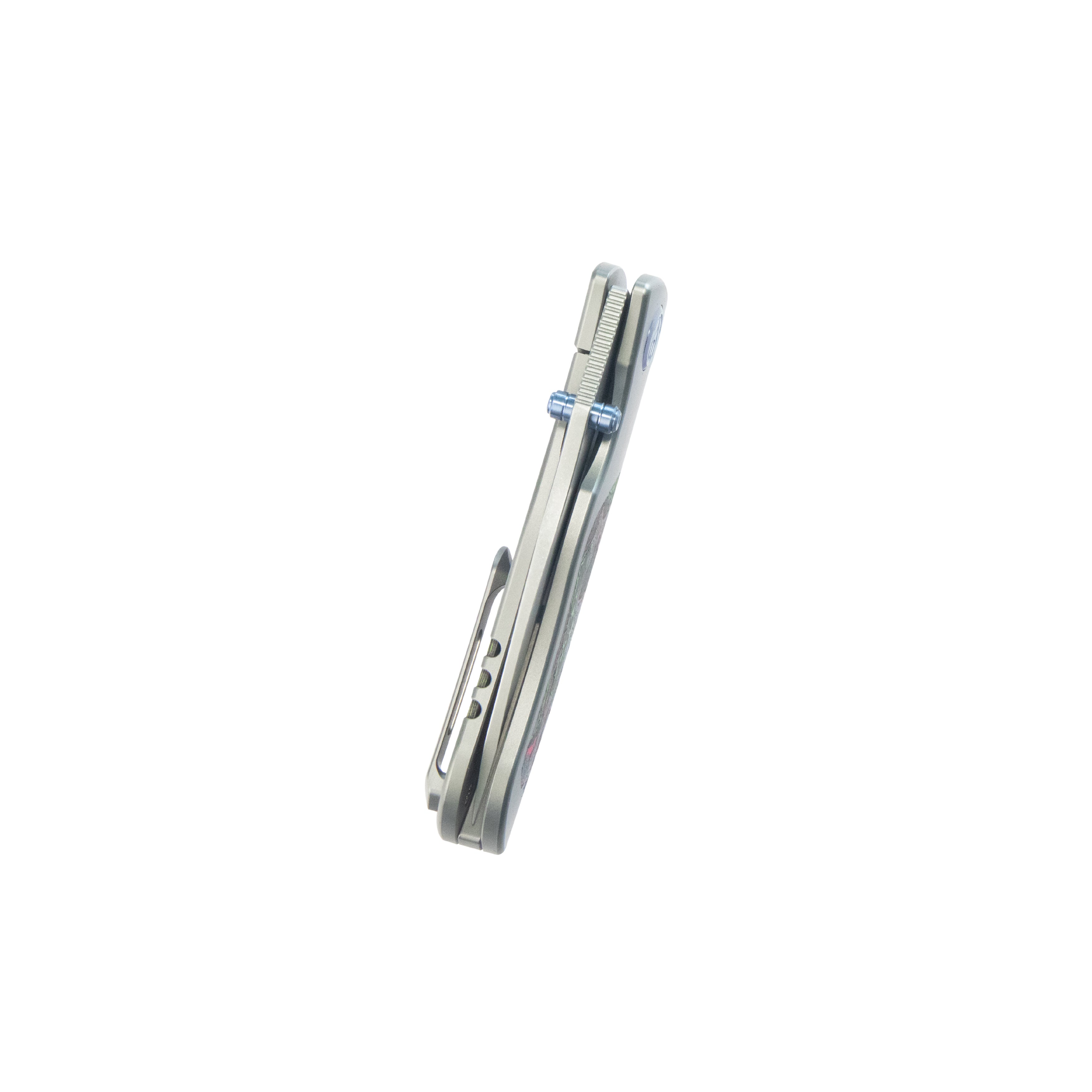 KB Vertigo Folding Knife Gray Titanium/CF Inlays Handle 3.11" Stonewash S35VN Blade KB258B