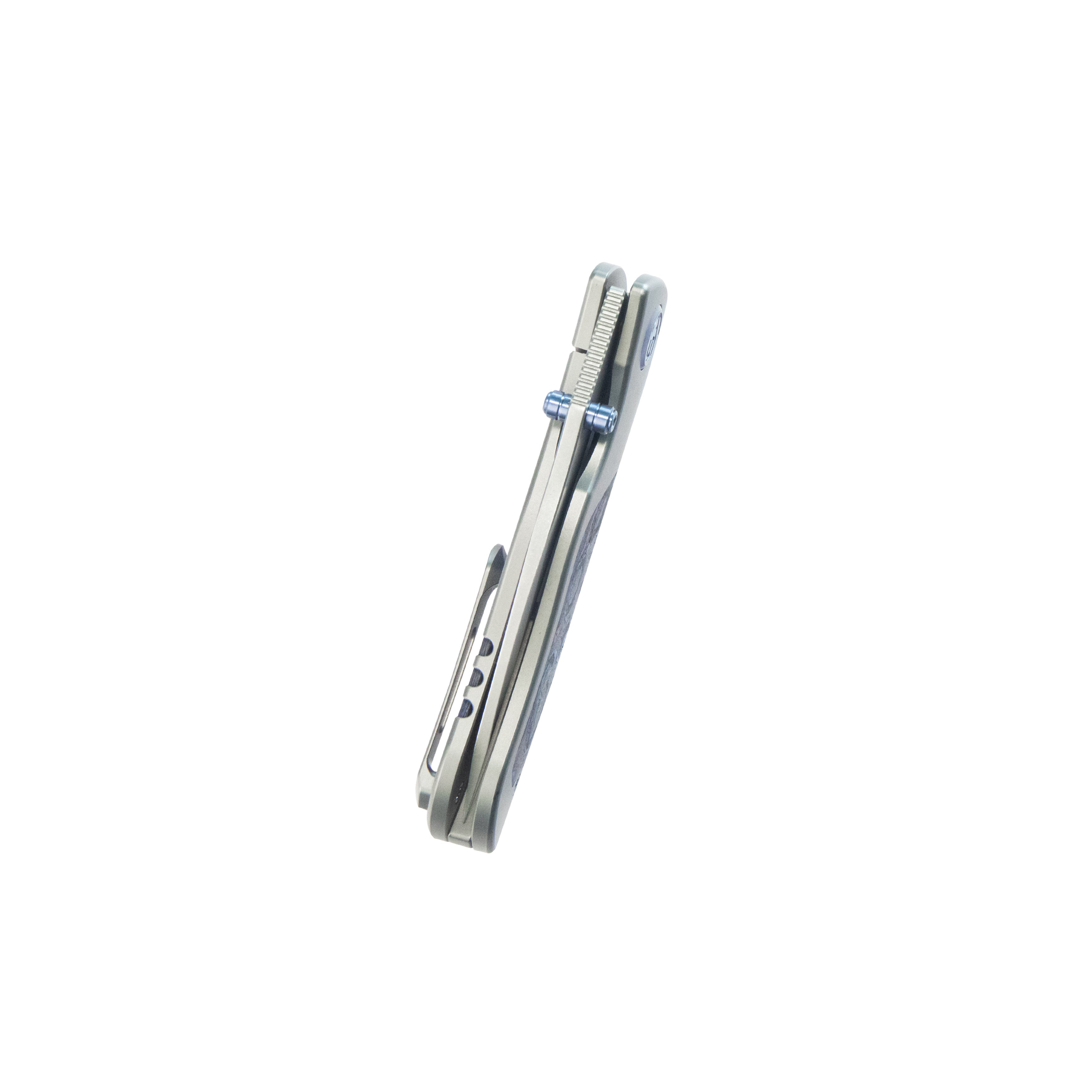 KB Vertigo Folding Knife Gray Titanium/CF Inlays Handle 3.11" Stonewash S35VN Blade KB258C