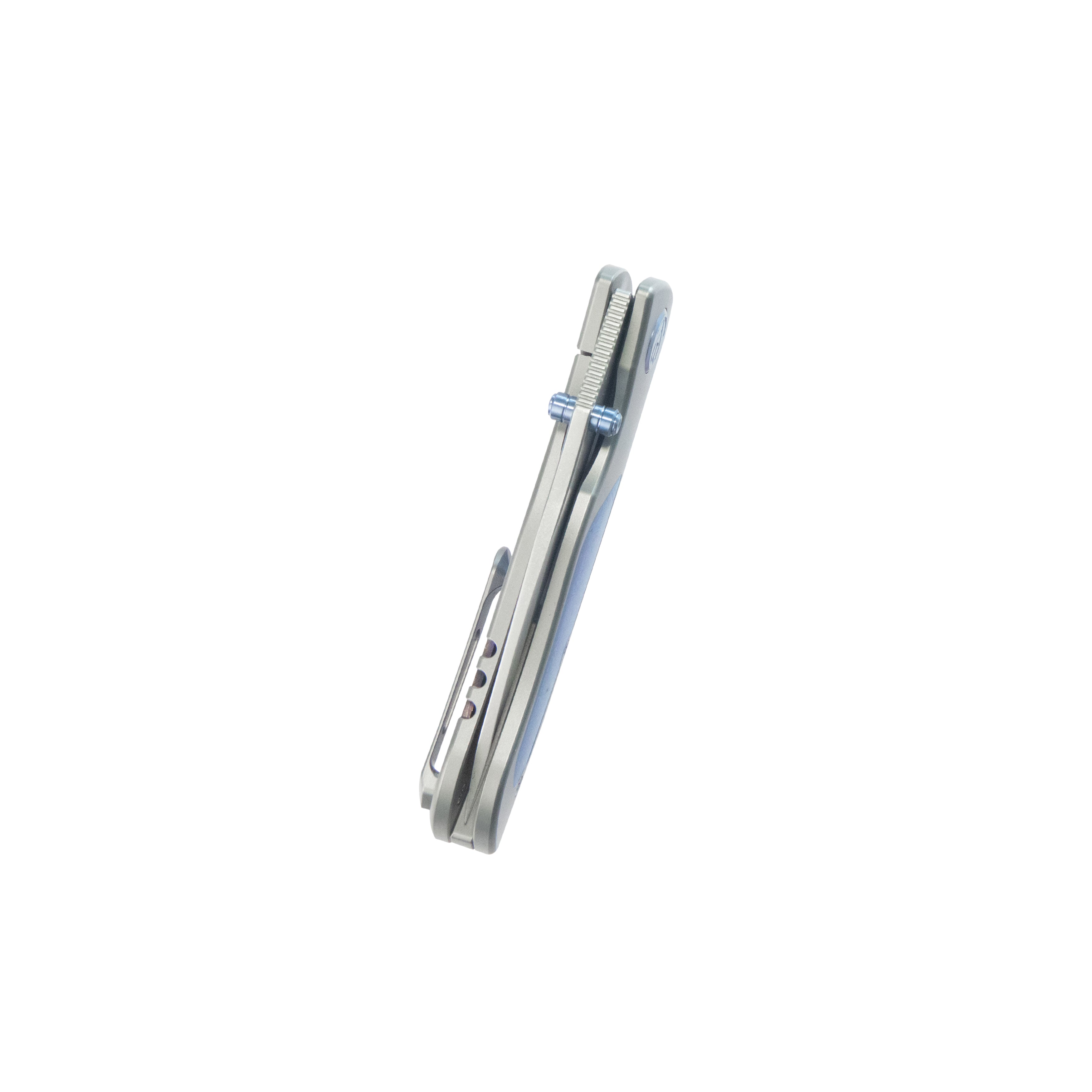 KB Vertigo Folding Knife Gray Ti w/Timascus Inlays Handle 3.11" Stonewash S35VN Blade KB258D