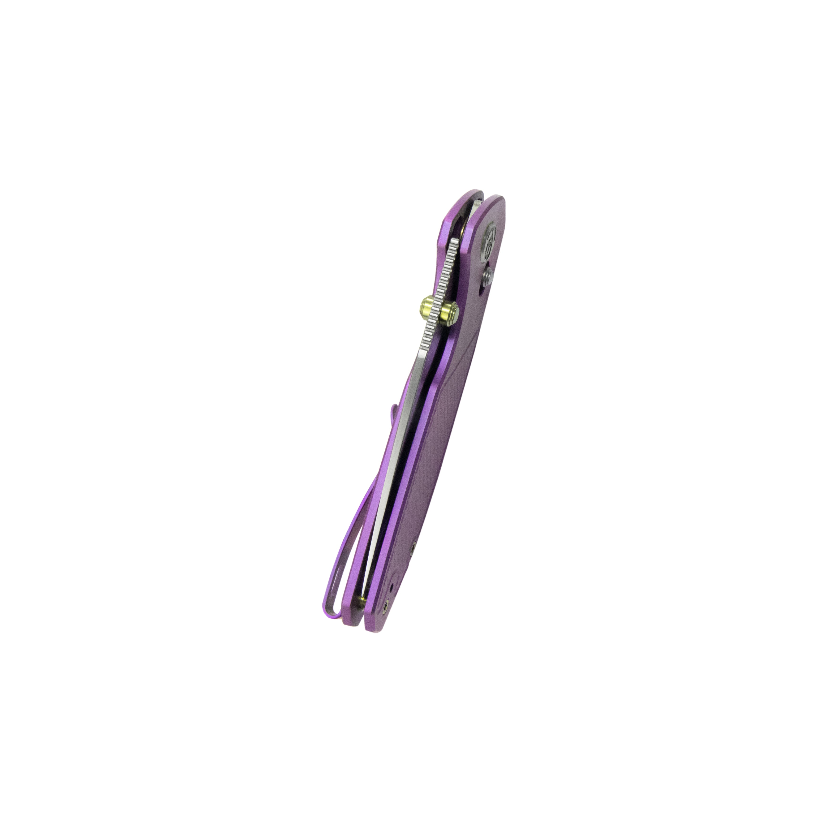 KB Aero Air Pocket Knife Crossbar Lock Purple Ti Diagonal Milling 2.91" Satin M390 Blade KB488C