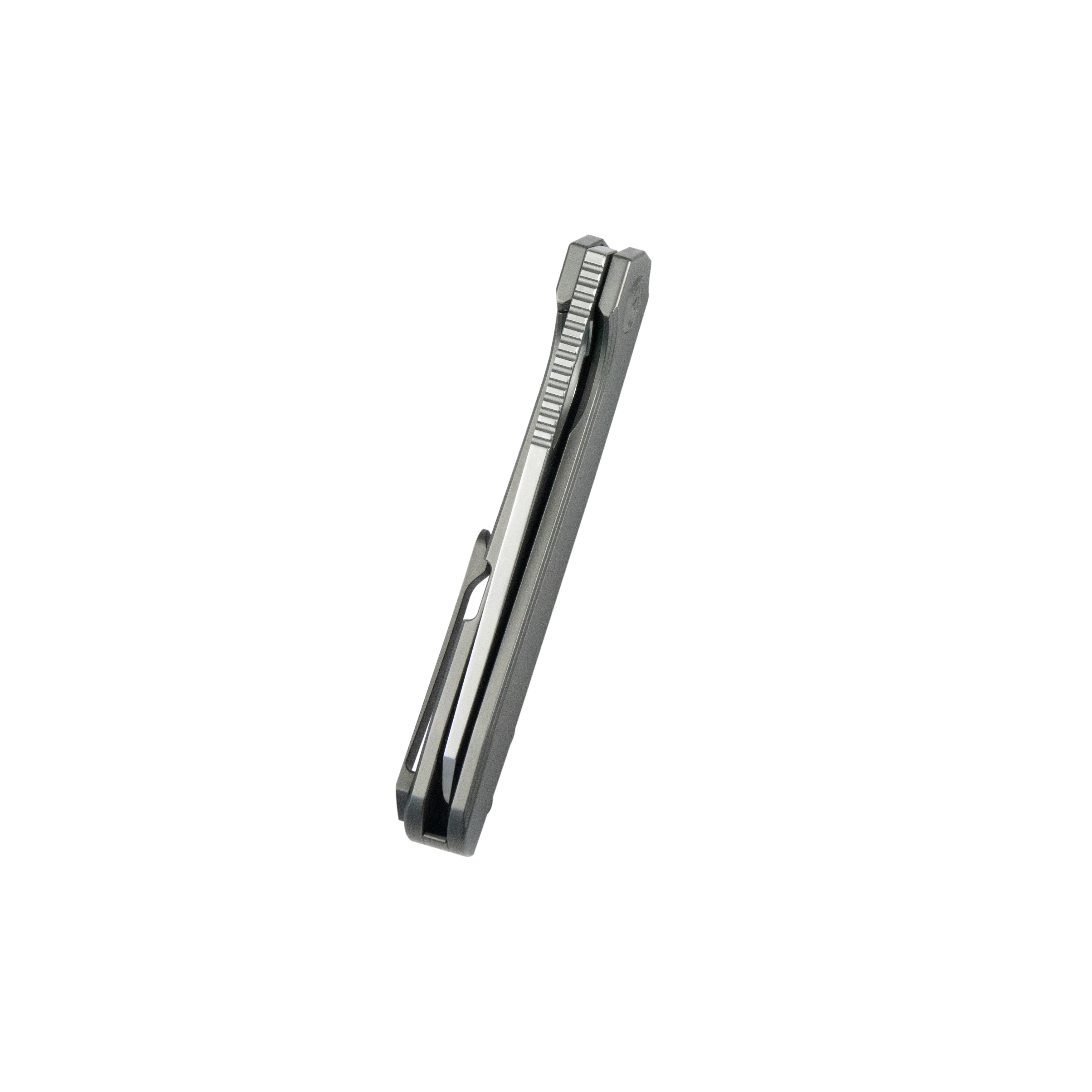 KB Elang Frame Lock Folding Knife Silver Sandblast Titanium Handle 3.86" Silver Bead Blast S35VN Blade KB339A