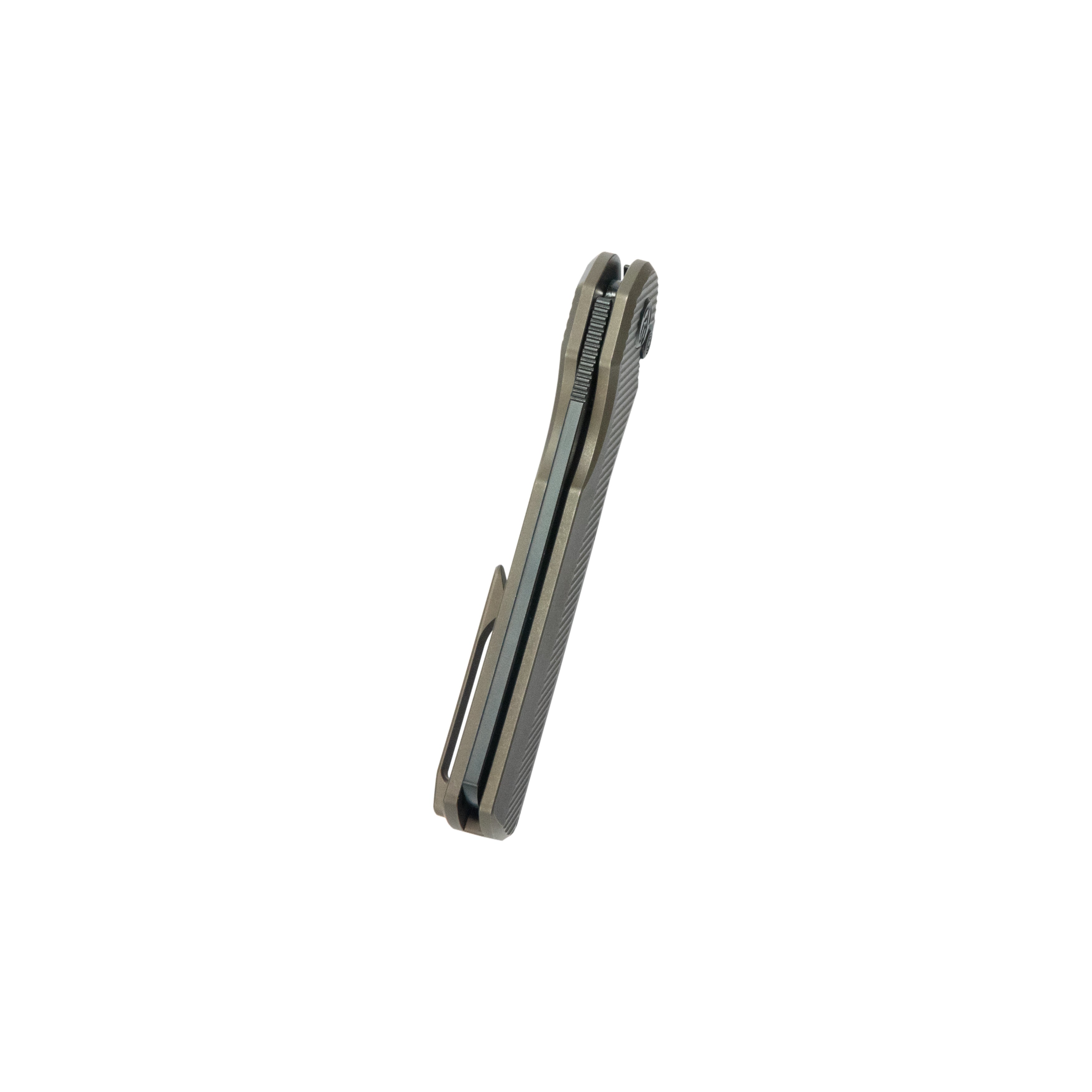 KB Ikul Button Lock Folding Knife Bronze Titanium Micro Milling 3.34'' Razor DLC M390 Blade KB380C
