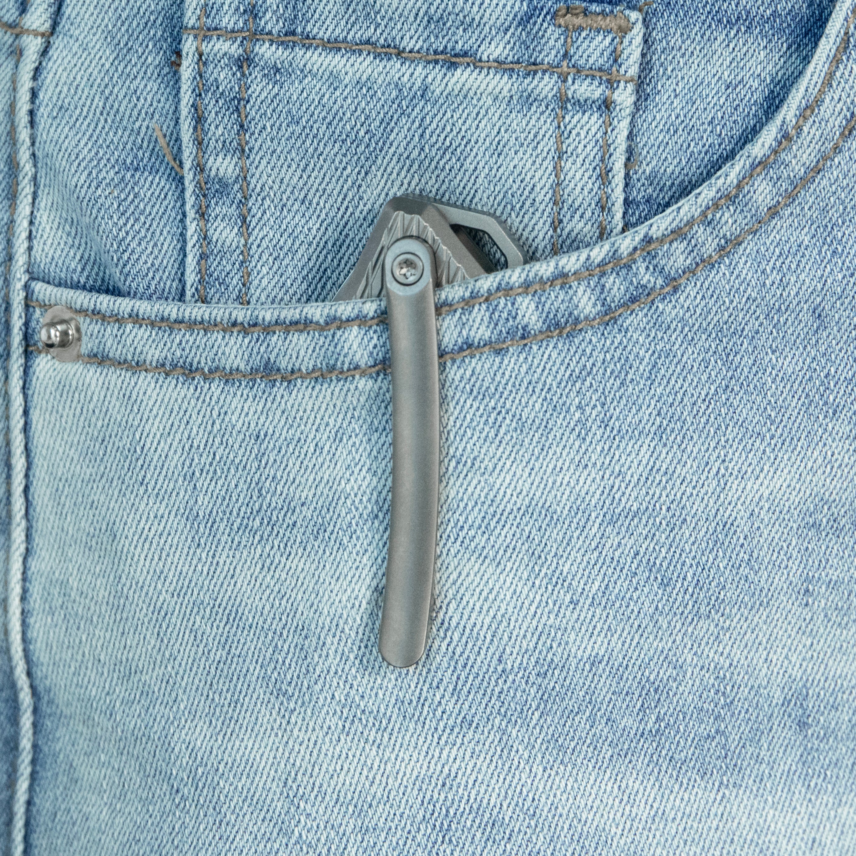 KB Coeus Outdoor Folding Knife Gray Titanium Handle 3.11" Beadblast M390 Blade KB286C