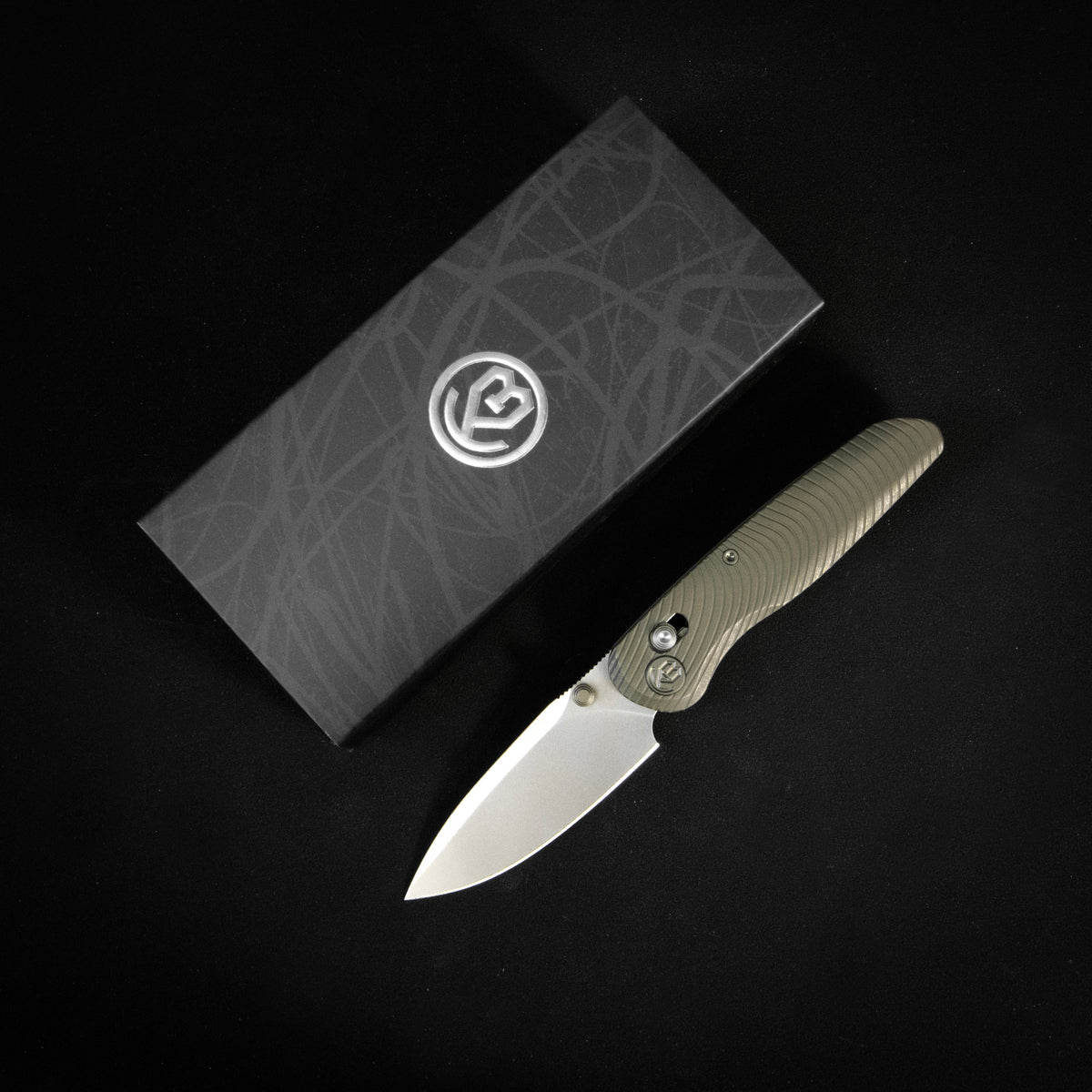 KB Small Pioneer Folding Knife Bronze Ano Titanium Handle 2.99" Silver Bead Blast S90V Blade KB482B