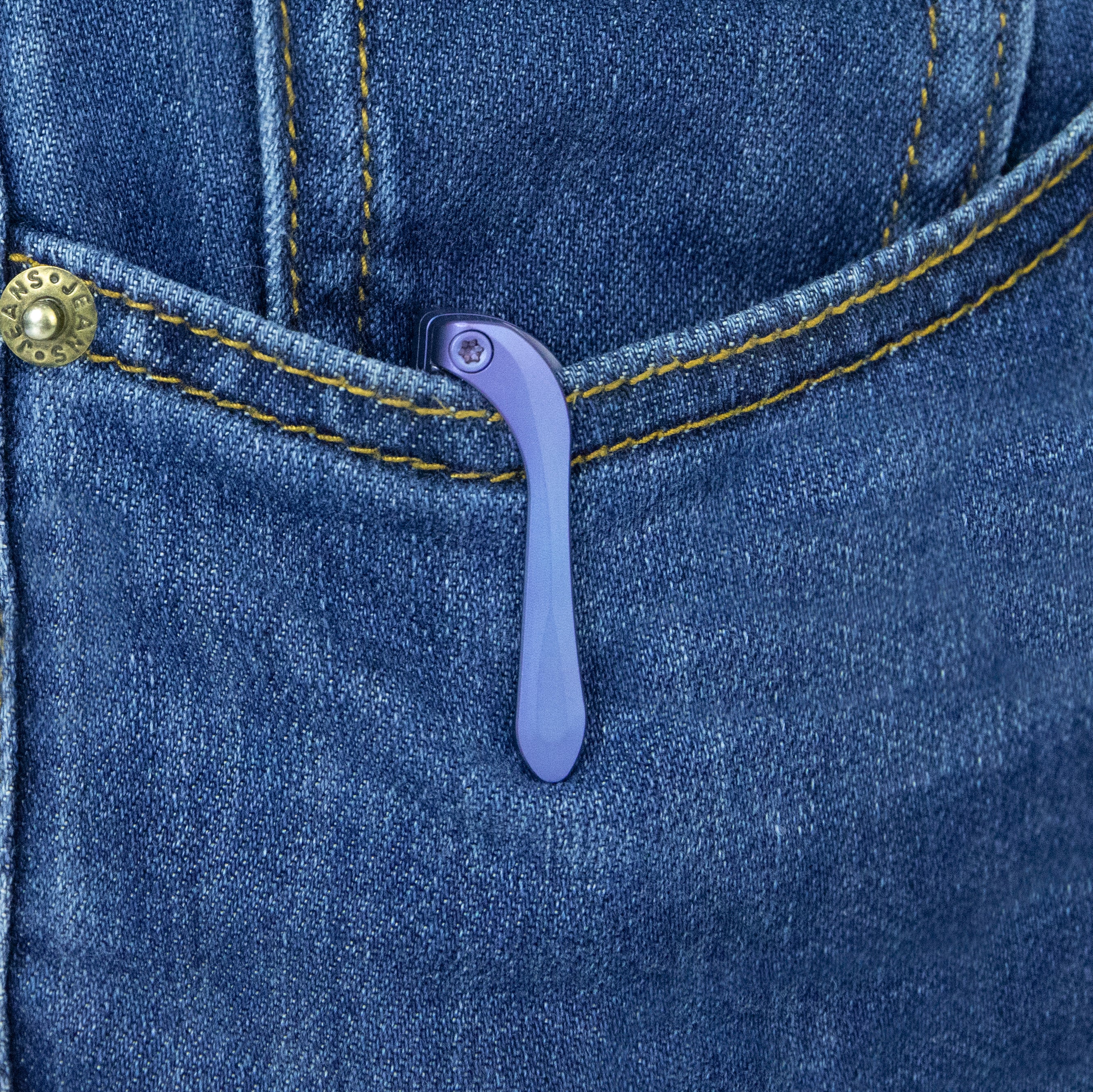 KB Steeltle Folding Knife Blue Titanium Handle 2.36" Stonewash M390 Blade KB390C