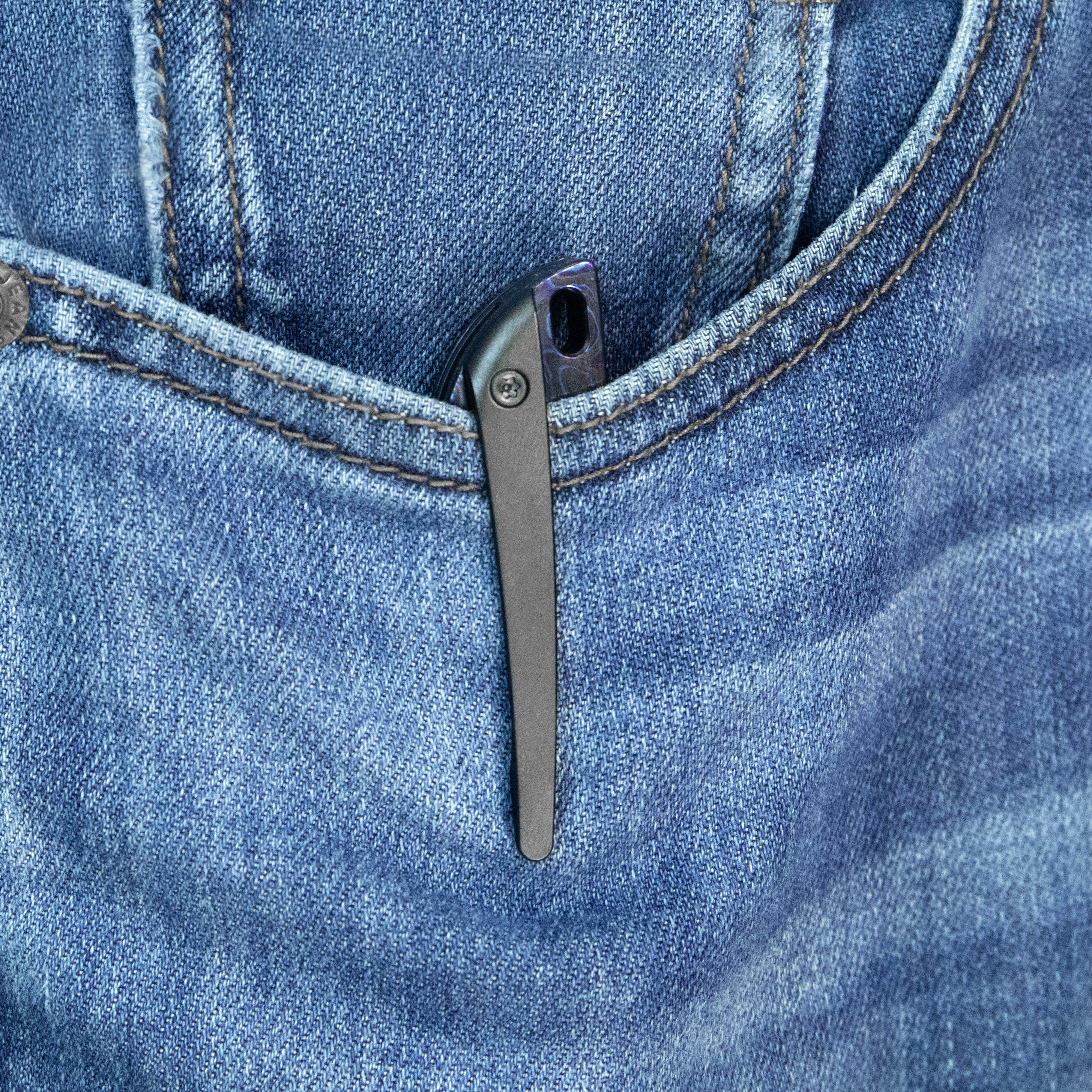 KB Spike Folding Knife Regular DLC Titanium with Zircuti Inlay 3.11'' Regular DLC M390 Blade KB406C