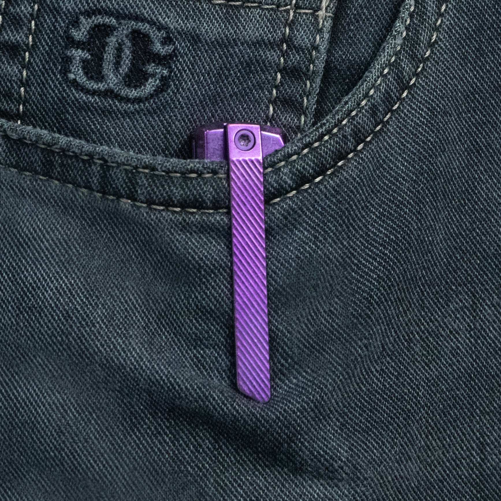 KB Classico Frame Locking Folding Knife Purple Crystallized Titanium Handle 3.38" Belt Satin M390 Blade KB478D