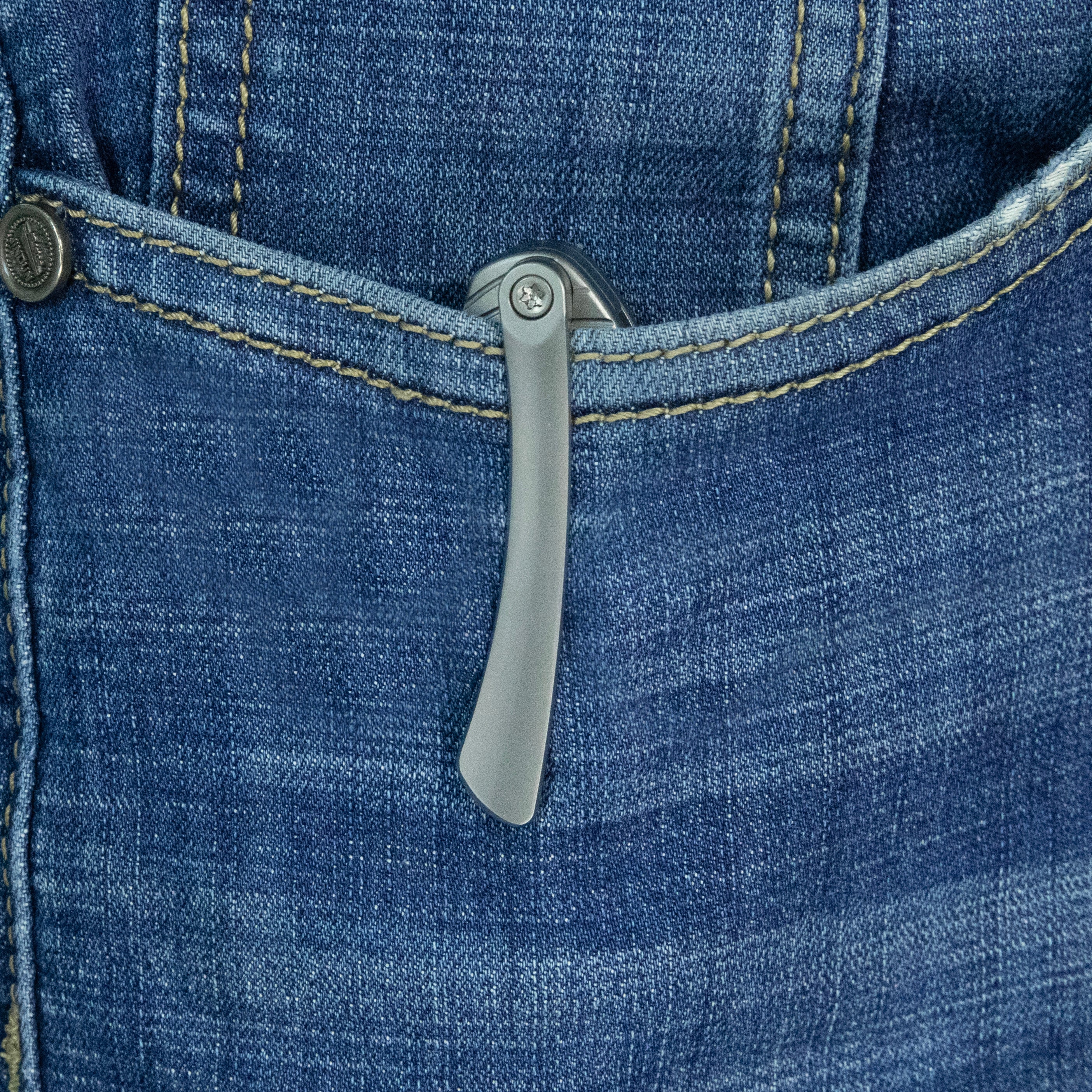 KB Pioneer Folding Knife Sandblast Titanium w/Wave Milling Handle 3.35'' Beadblast 20CV Blade KB379A