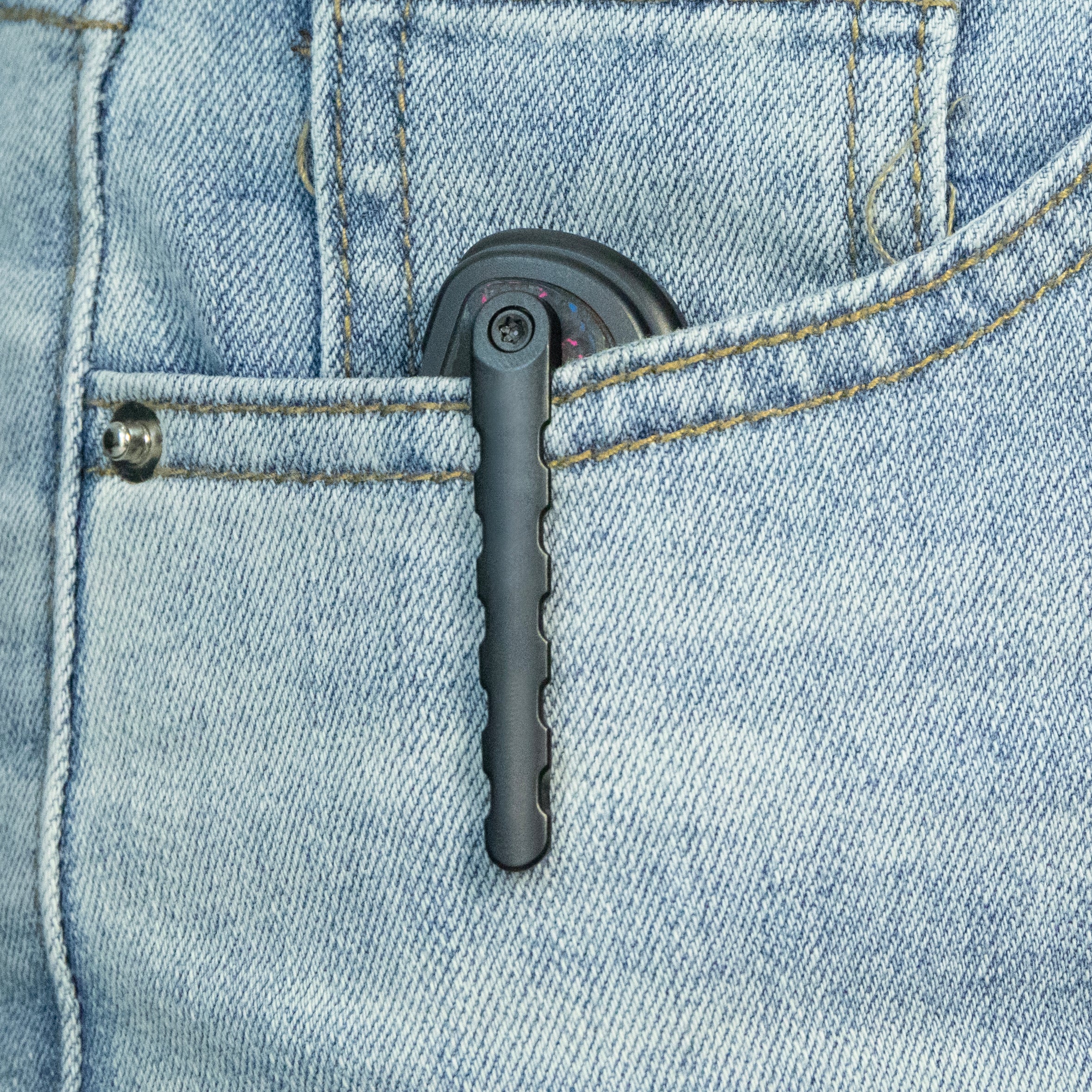 Blue Ridge Knives Exclusives SKU - KB Stroller Folding Knife Regular DLC Titanium with 80's Camo Inlays 3.35" Regluar DLC CPM 20CV Blade KB384E