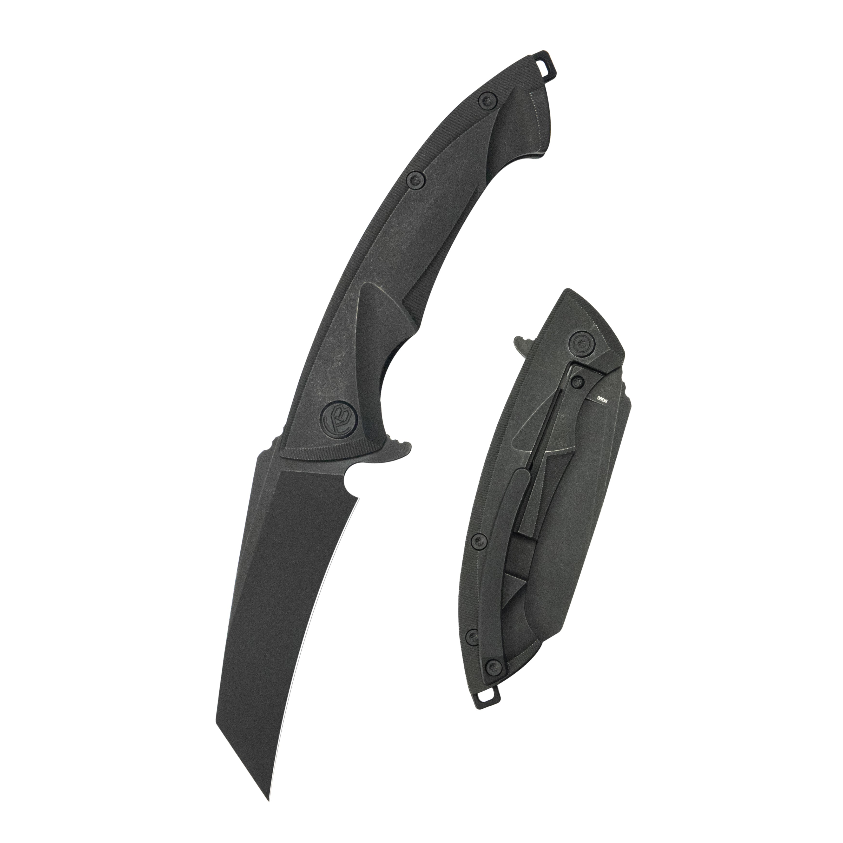 KB Anteater Frame Lock Pocket Folding Knife Blackwash Ti Handle 3.43'' Blackwash M390 KB153C