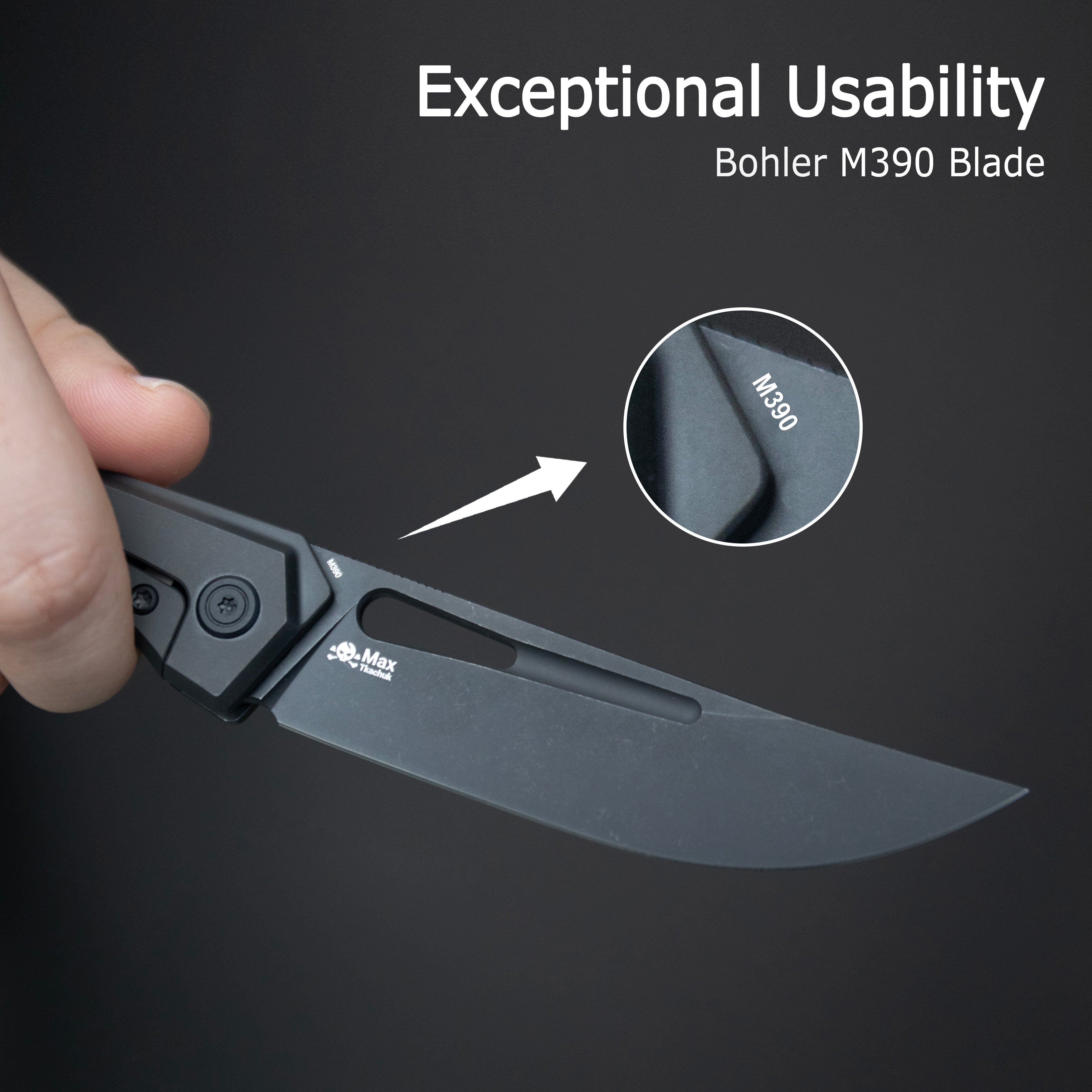 KB Ishtar Frame Lock Pocket Folding Knife Blackwash Ti Hanlde 3.54'' Blackwash M390 KB170C