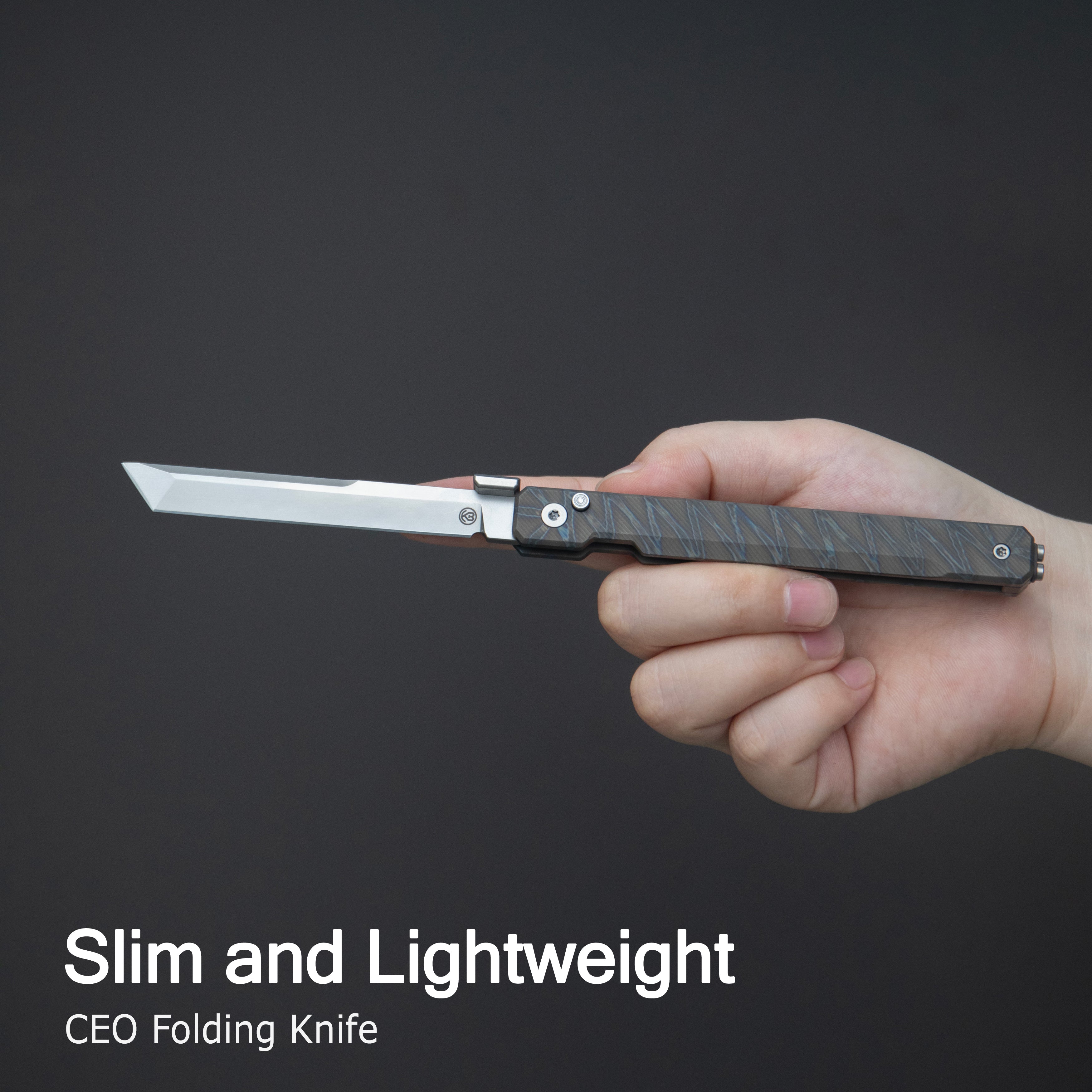 KB Prism Folding Knife Beadblast Titanium Handle 3.54" Beadblast M390 Blade KB243D