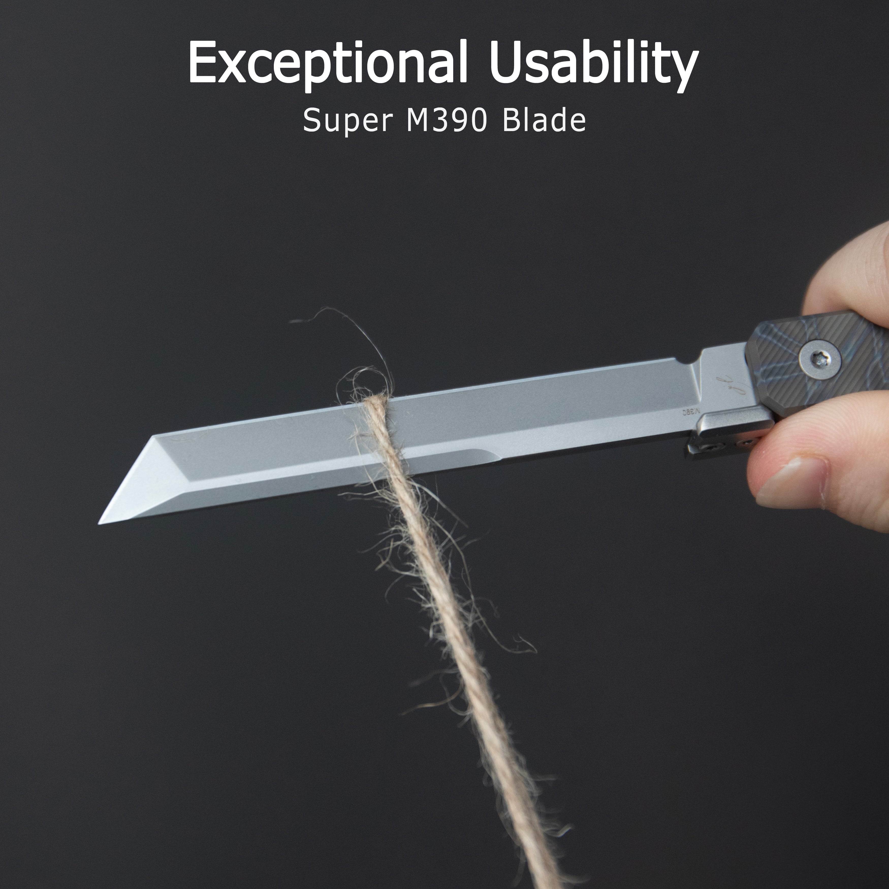 KB Prism Folding Knife Beadblast Titanium Handle 3.54" Beadblast M390 Blade KB243D