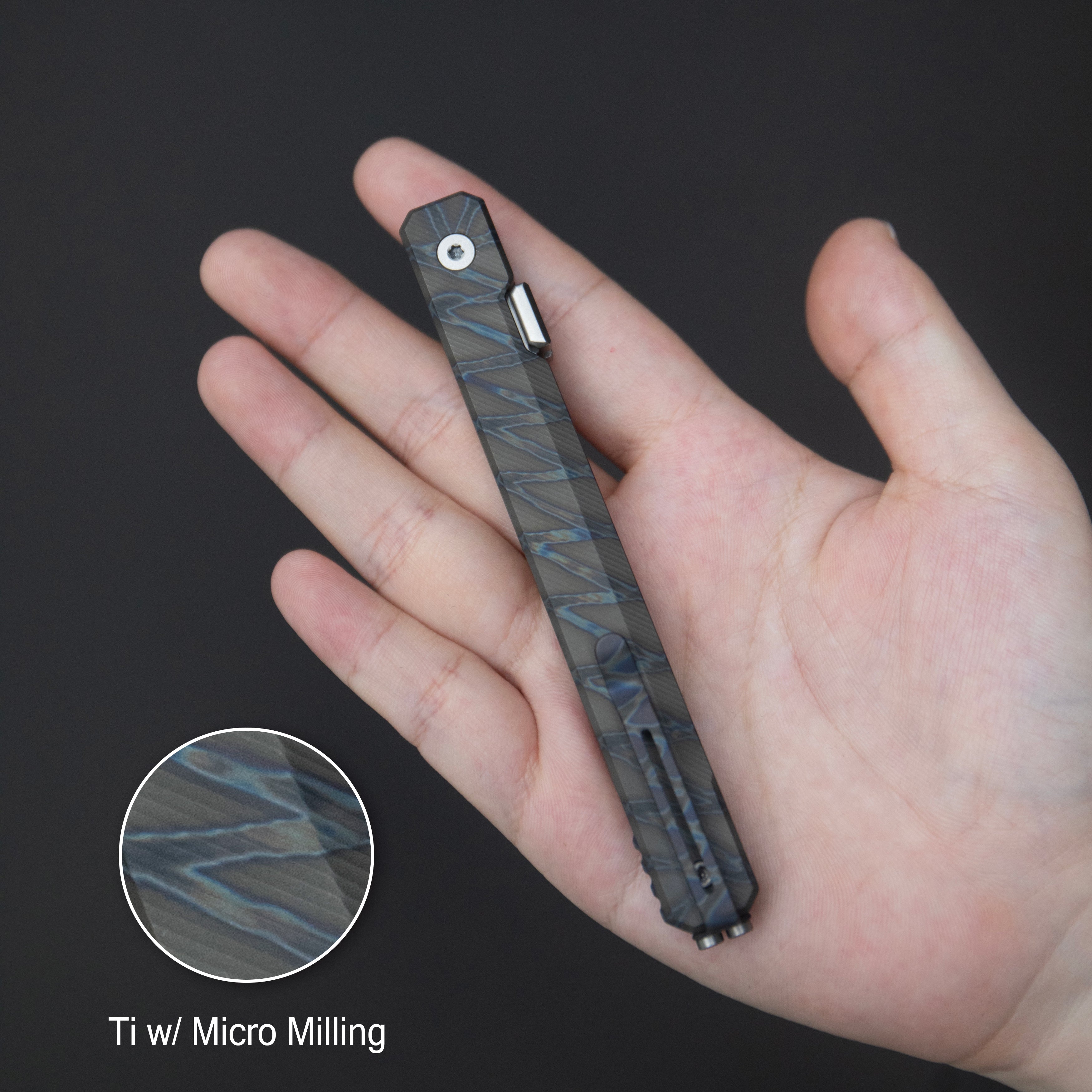 KB Prism Folding Knife Beadblast Titanium Handle 3.54" Beadblast M390 Blade KB243D