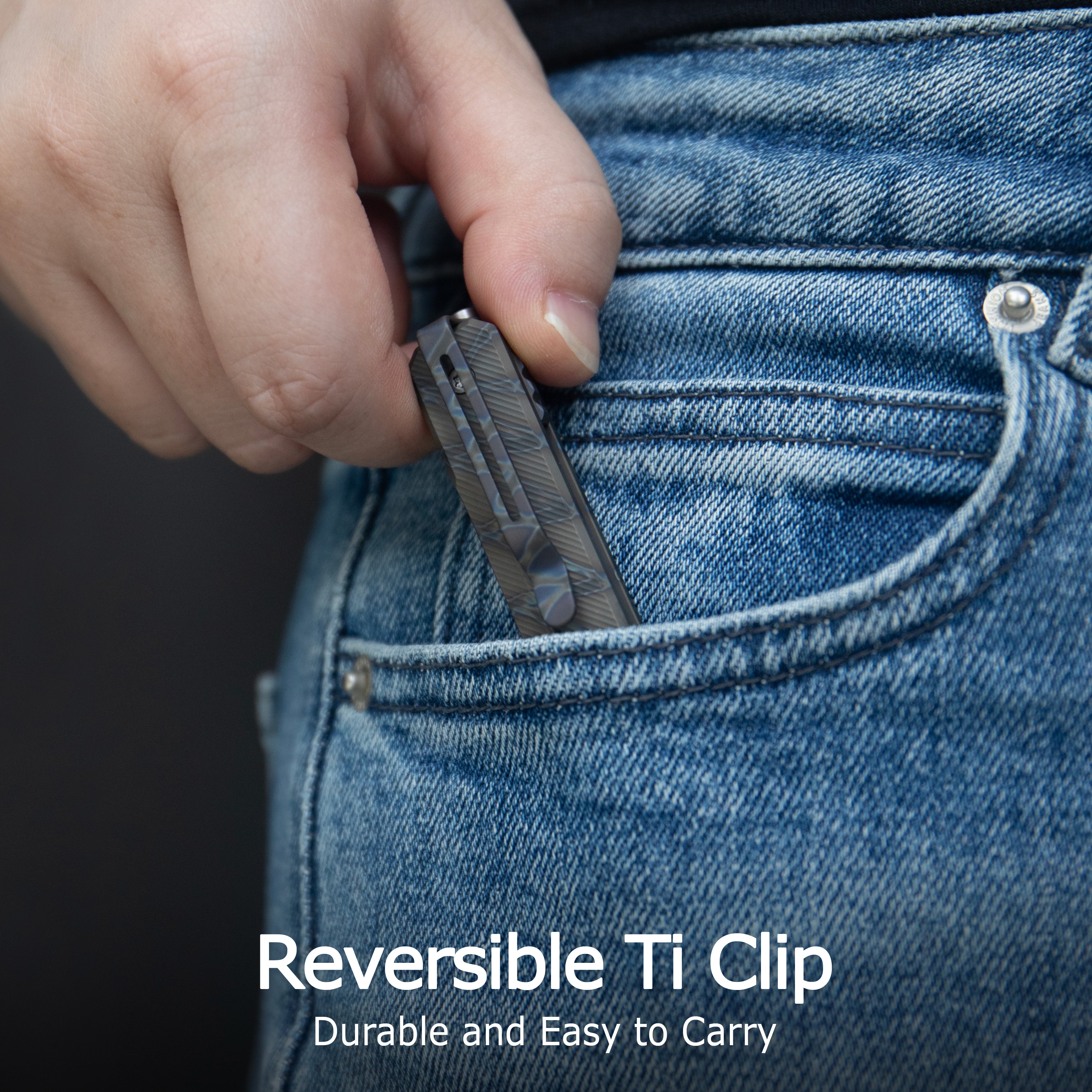 KB Prism Folding Knife Beadblast Titanium Handle 3.54" Beadblast M390 Blade KB243D