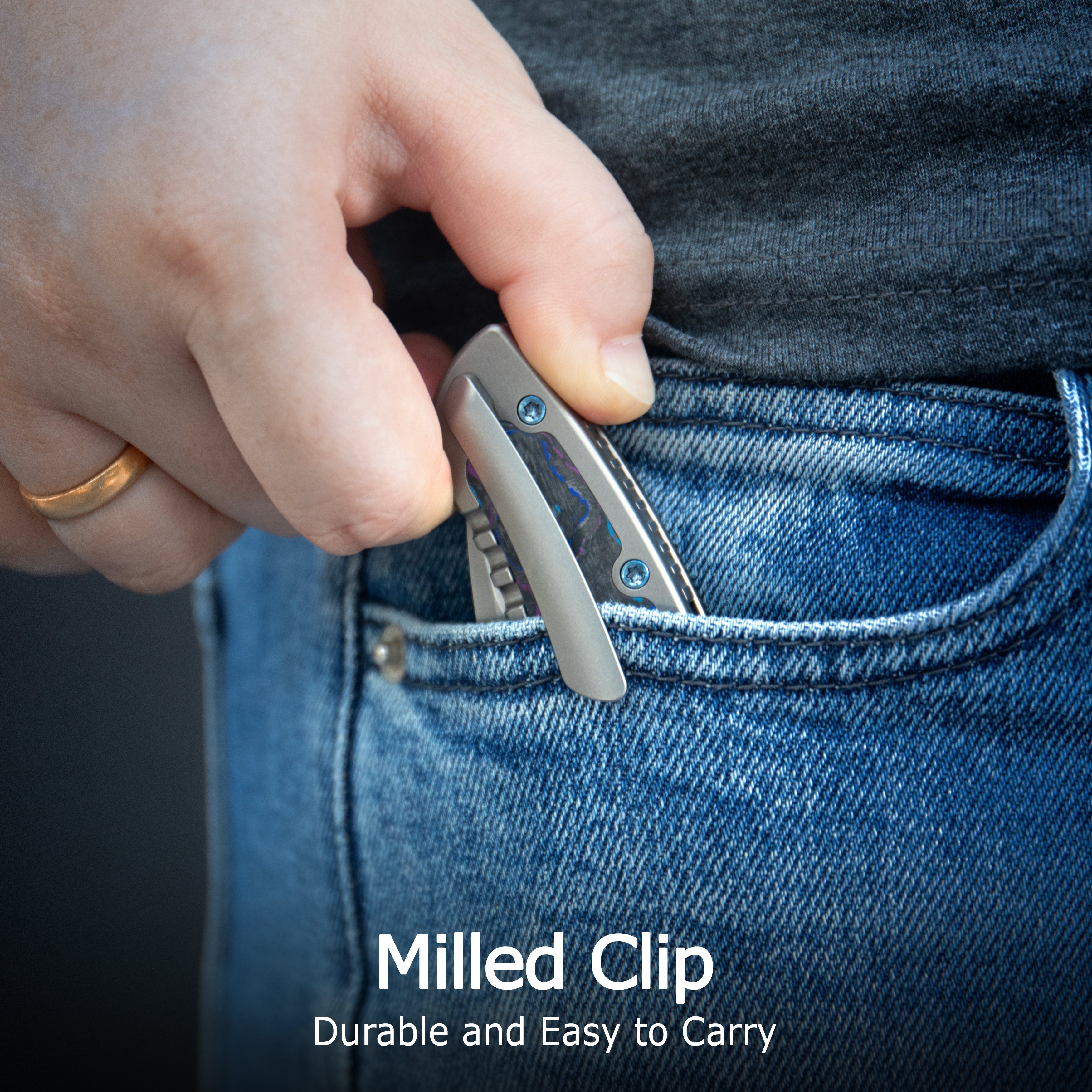 KB Vertigo Folding Knife Gray Ti w/Timascus Inlays Handle 3.11" Stonewash S35VN Blade KB258D