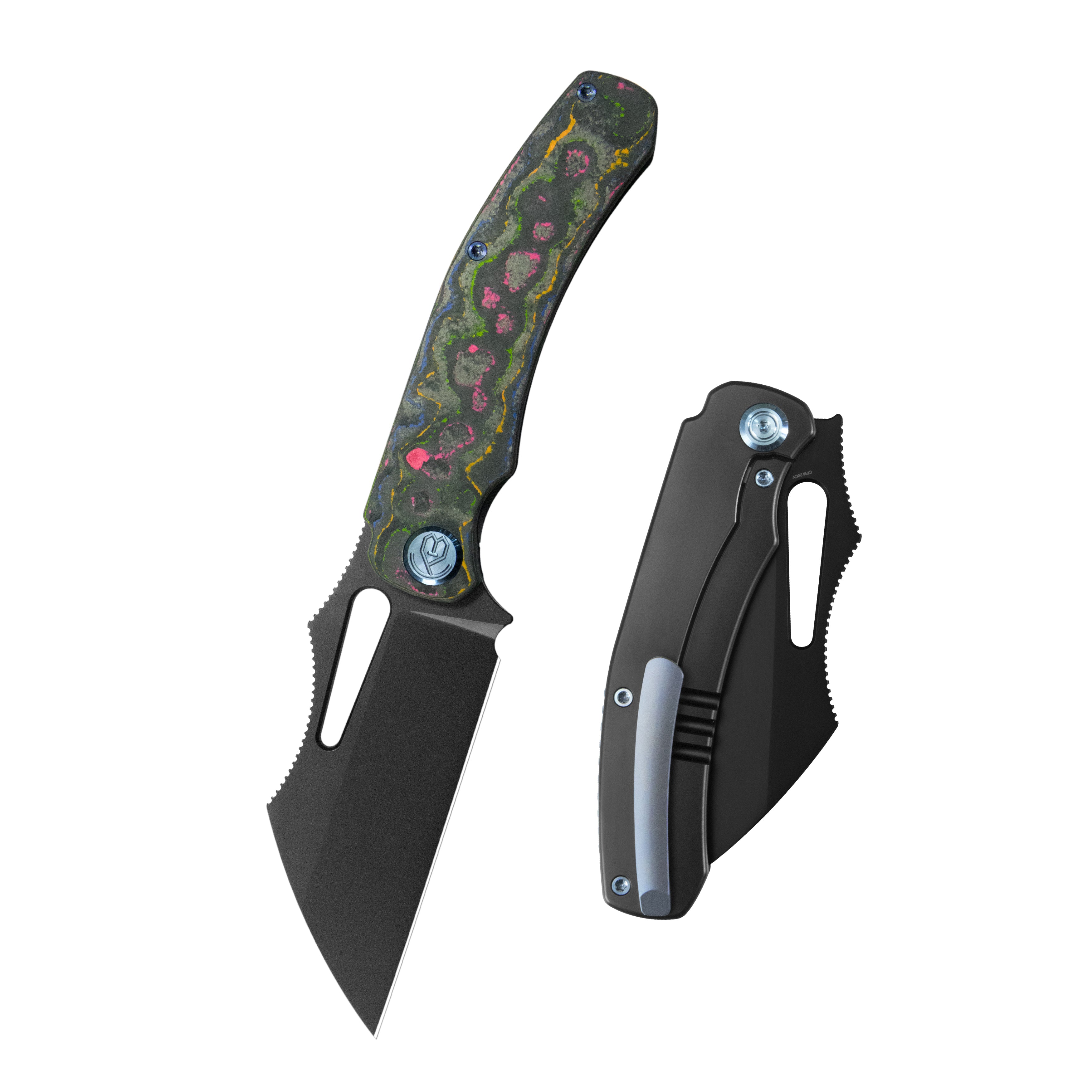 KB Sylow Tactical Folding Knife DLC Titanium/80's Camo Handle 3.46" CPM 20CV Blade KB260E